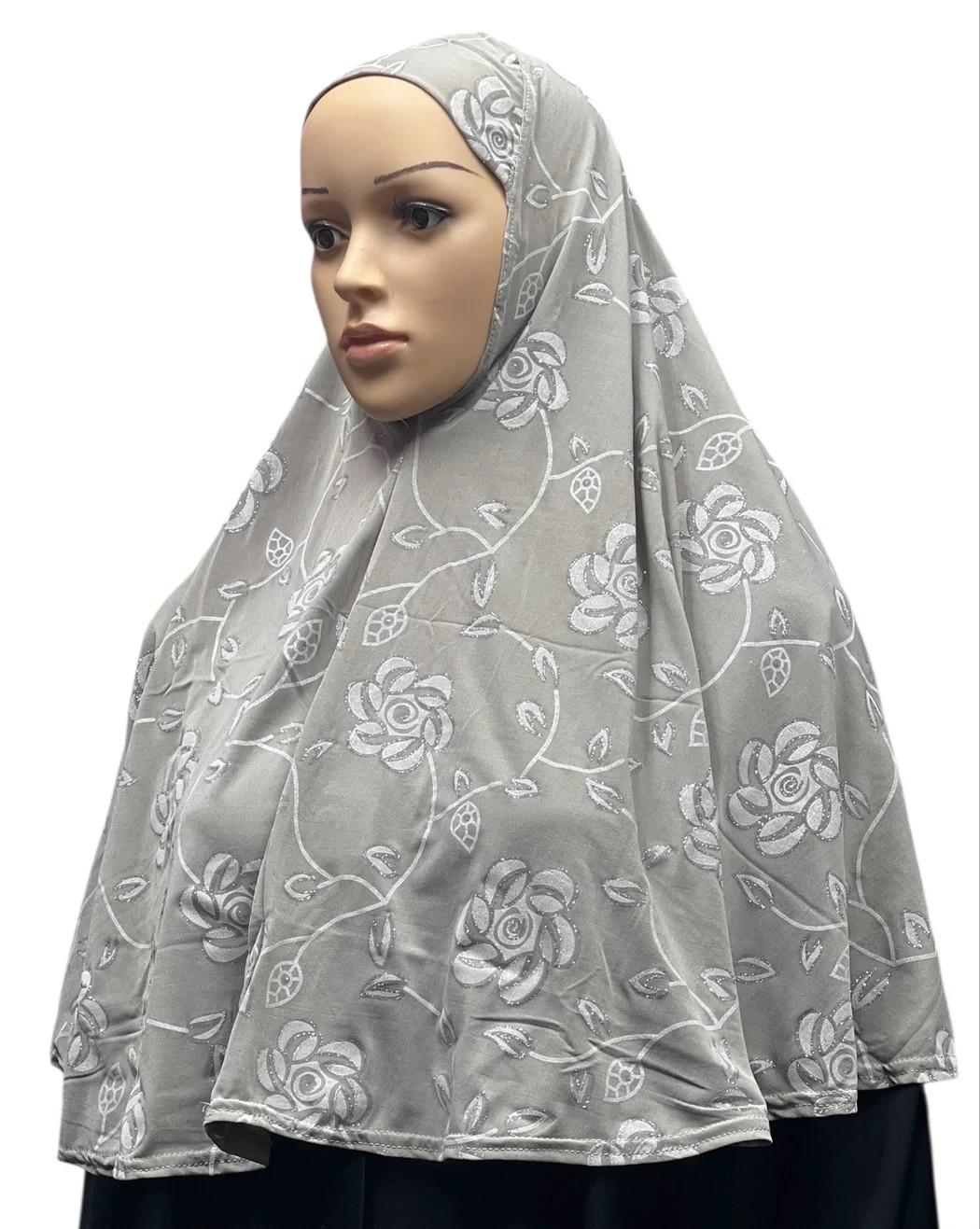 Girls Fancy Glitter 1Piece Slip On Instant Hijab Islamic Headscarf Full Coverage