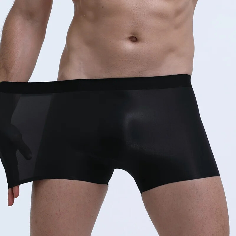 Mens Boxer Briefs Ice Silk Panties Comfortable Cool Underwear Super Thin Trunks