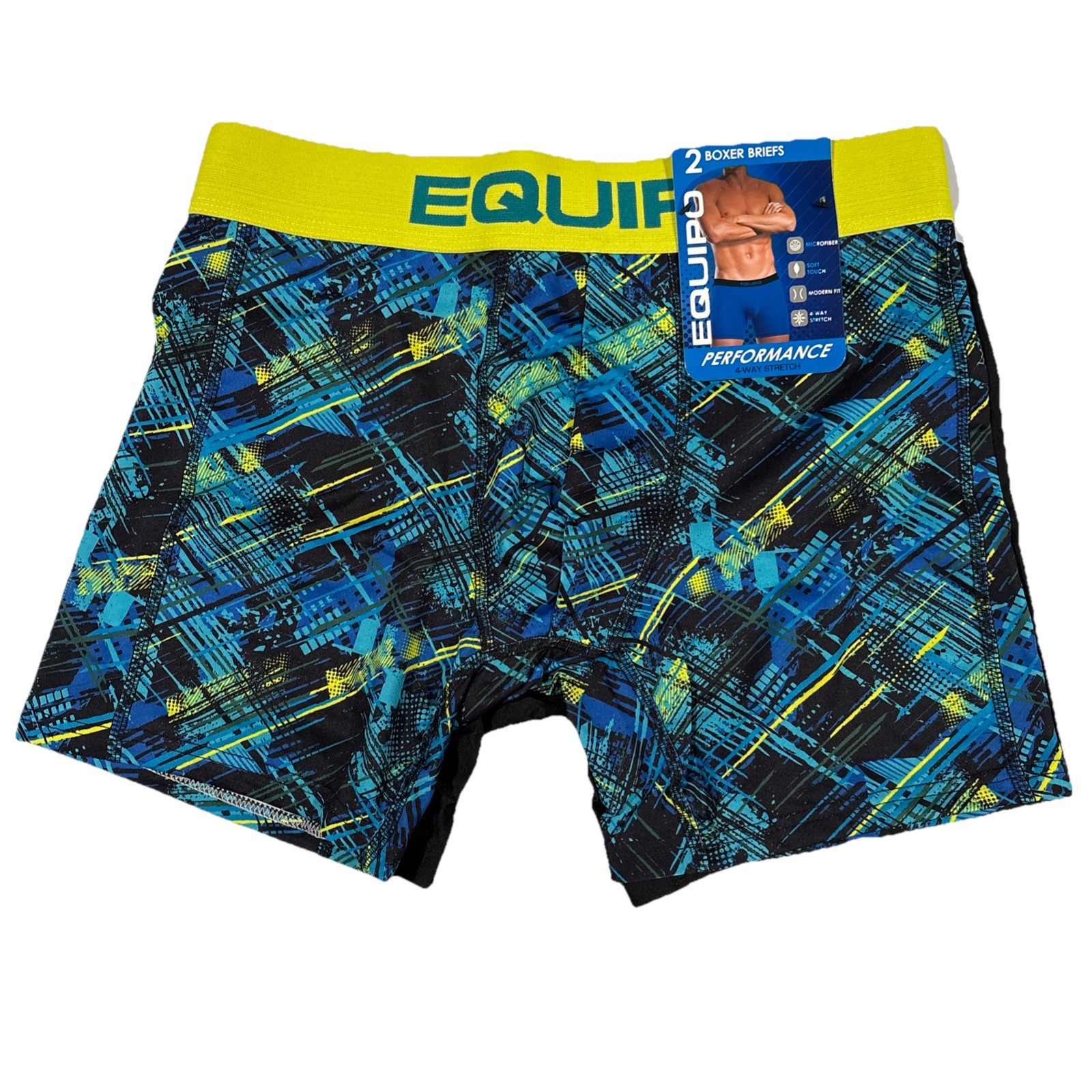 Men’s Equipo 2-pk. Boxer Briefs Size Medium Blue, Green, Black Colors