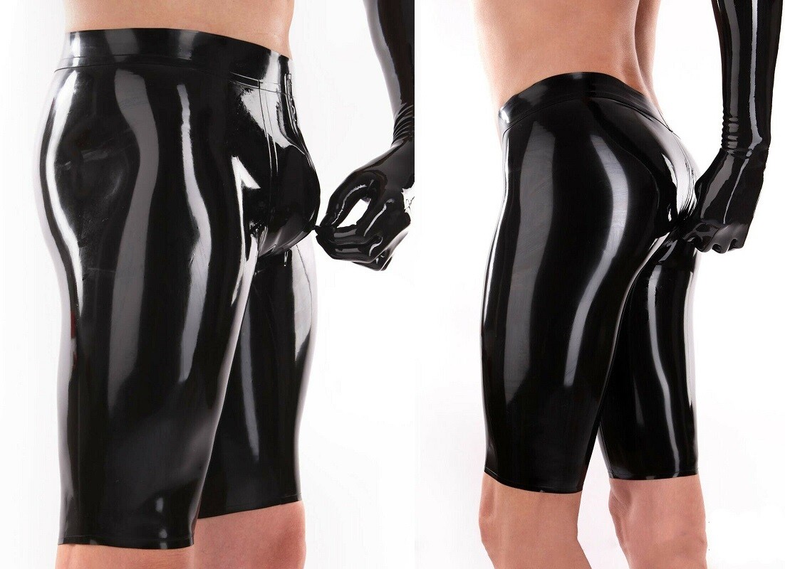 100% Latex Rubber Gummi Black Boxer Shorts Cosplay Sport Pants 0.4mmt S-XXL