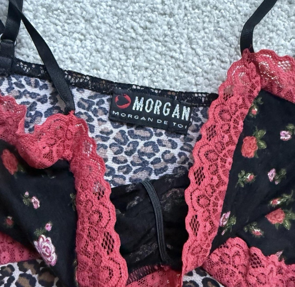 French Morgan De Toi Floral And Leopard Two Piece Set With Lace – Size S