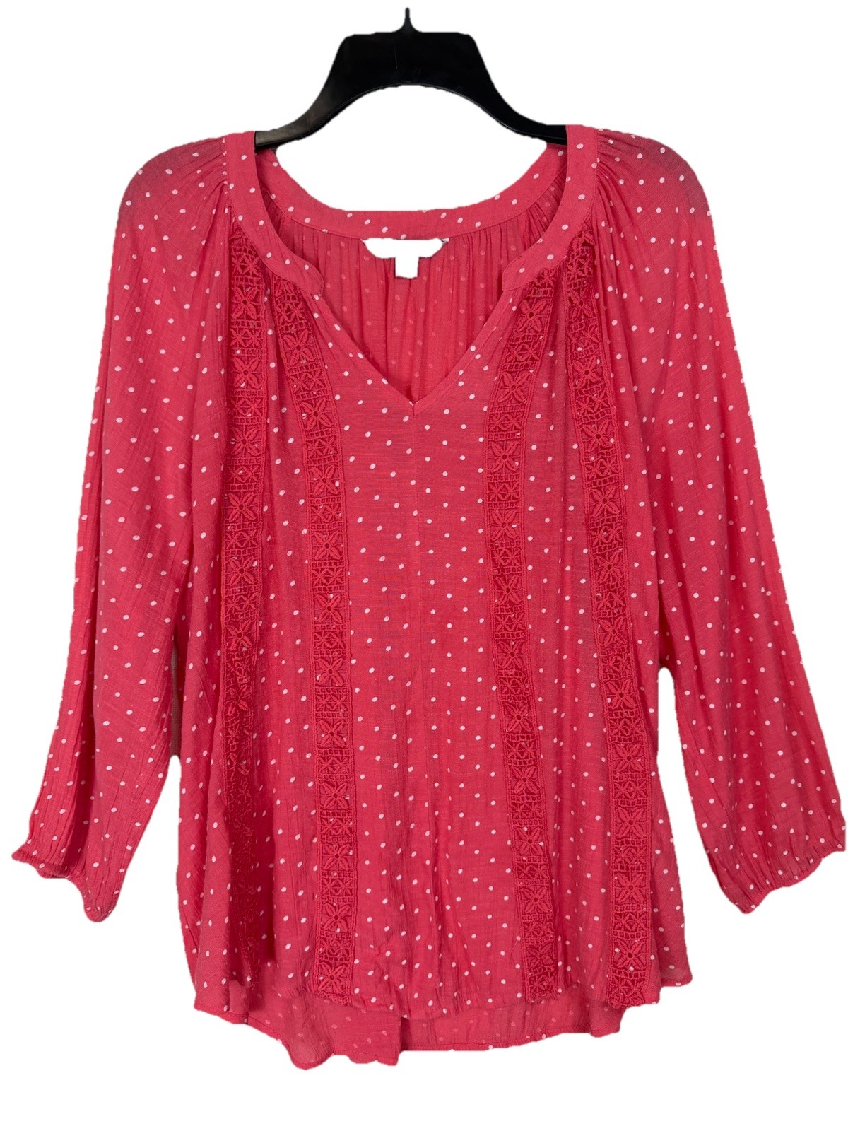 Women’s Counterparts Coral Blouse Polka Dots Size XL Flowy Lightweight Comfy