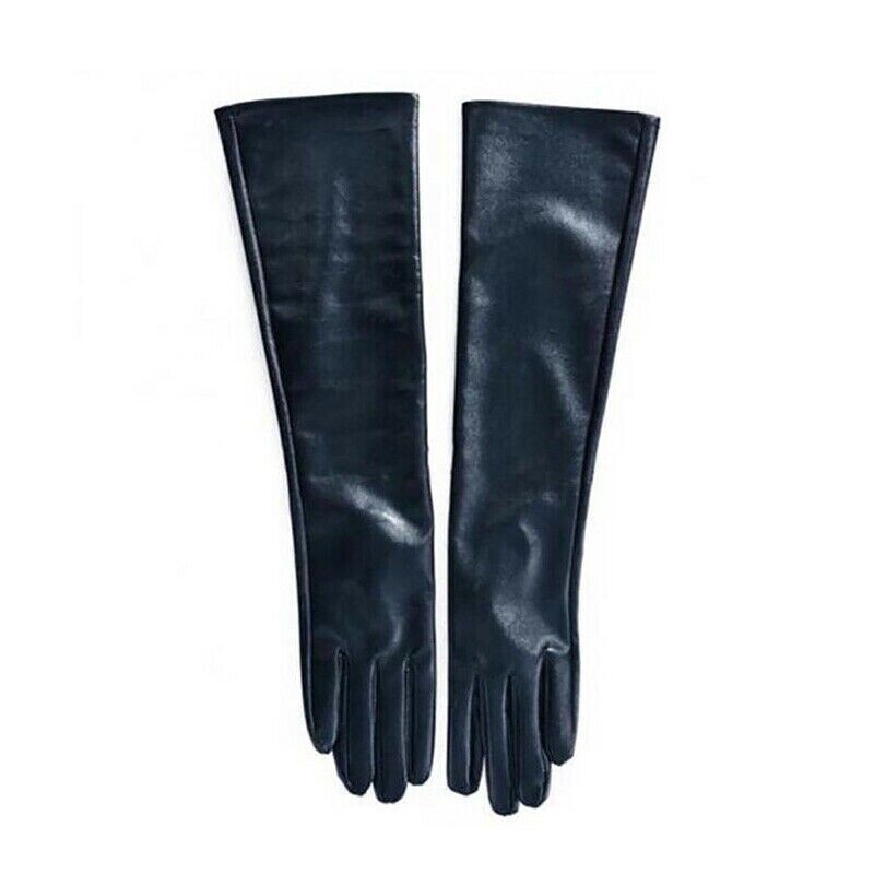 Gloves Evening Party Elbow Warm Women Winter Ladies Long Soft Lined PU Leather