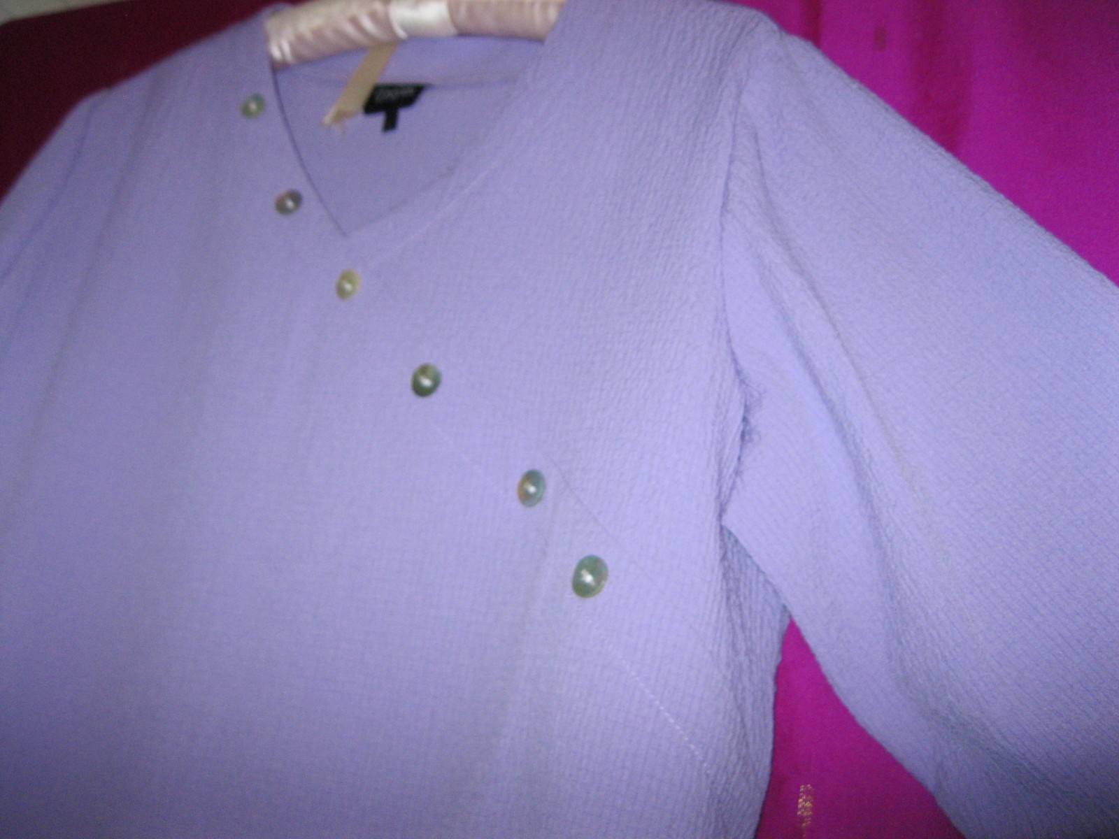 TOOFAN LABEL, LAVENDER COLORED L/S BLOUSE, NEW, RAYON/POLY, SZ L..