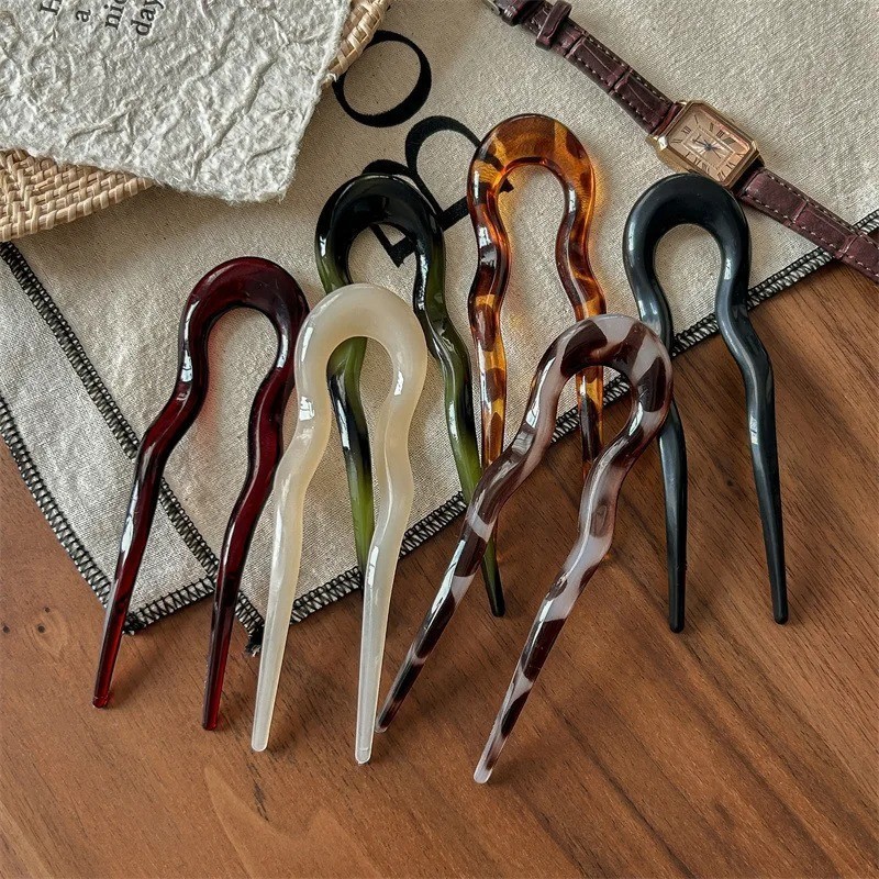 U-Shaped Hair Fork Tortoiseshell Acetate Acrylic Hairpin Fashion Hair Stick