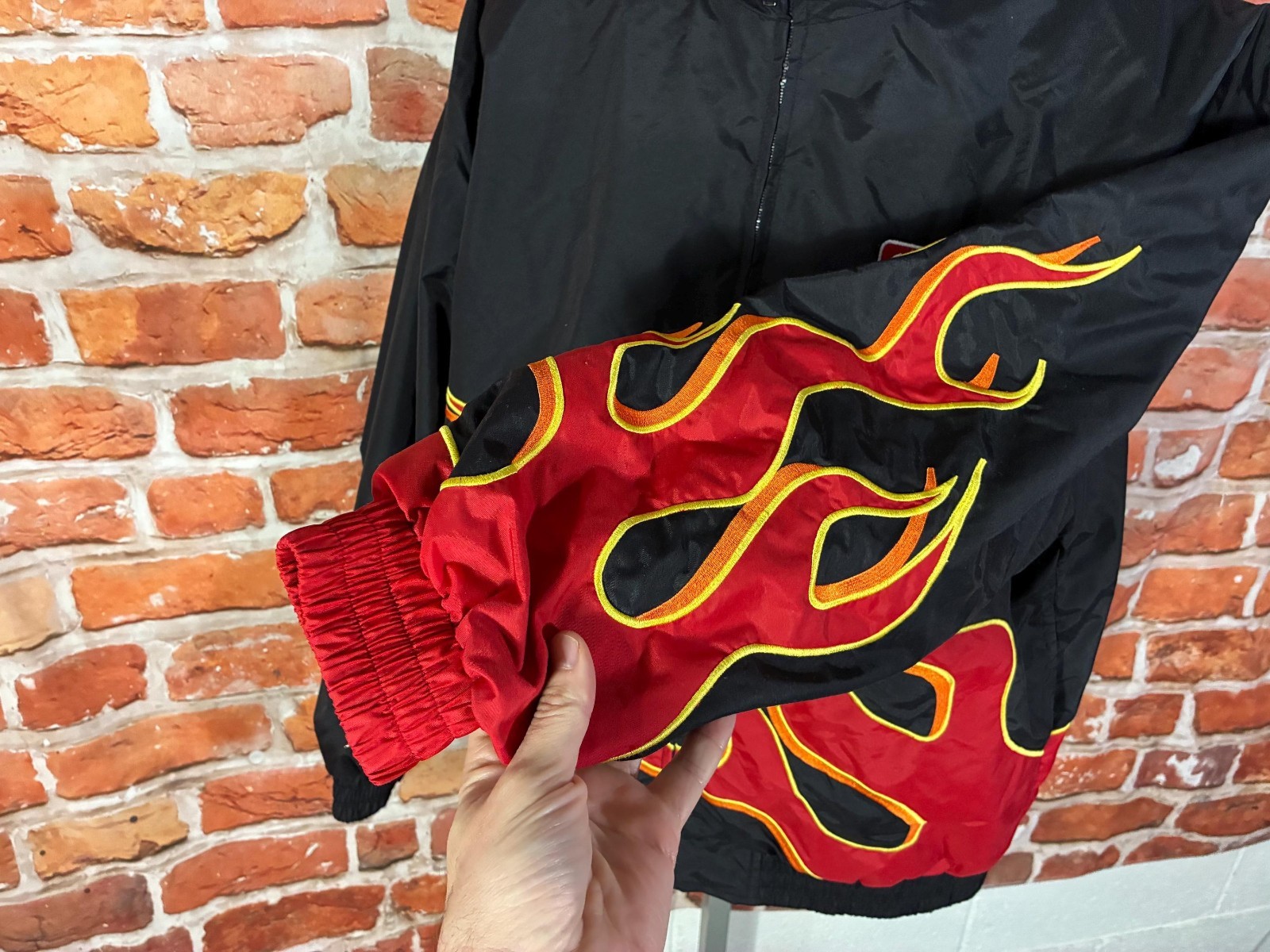 vintage Mallory Ignition Racing flames windbreaker jacket sz XL