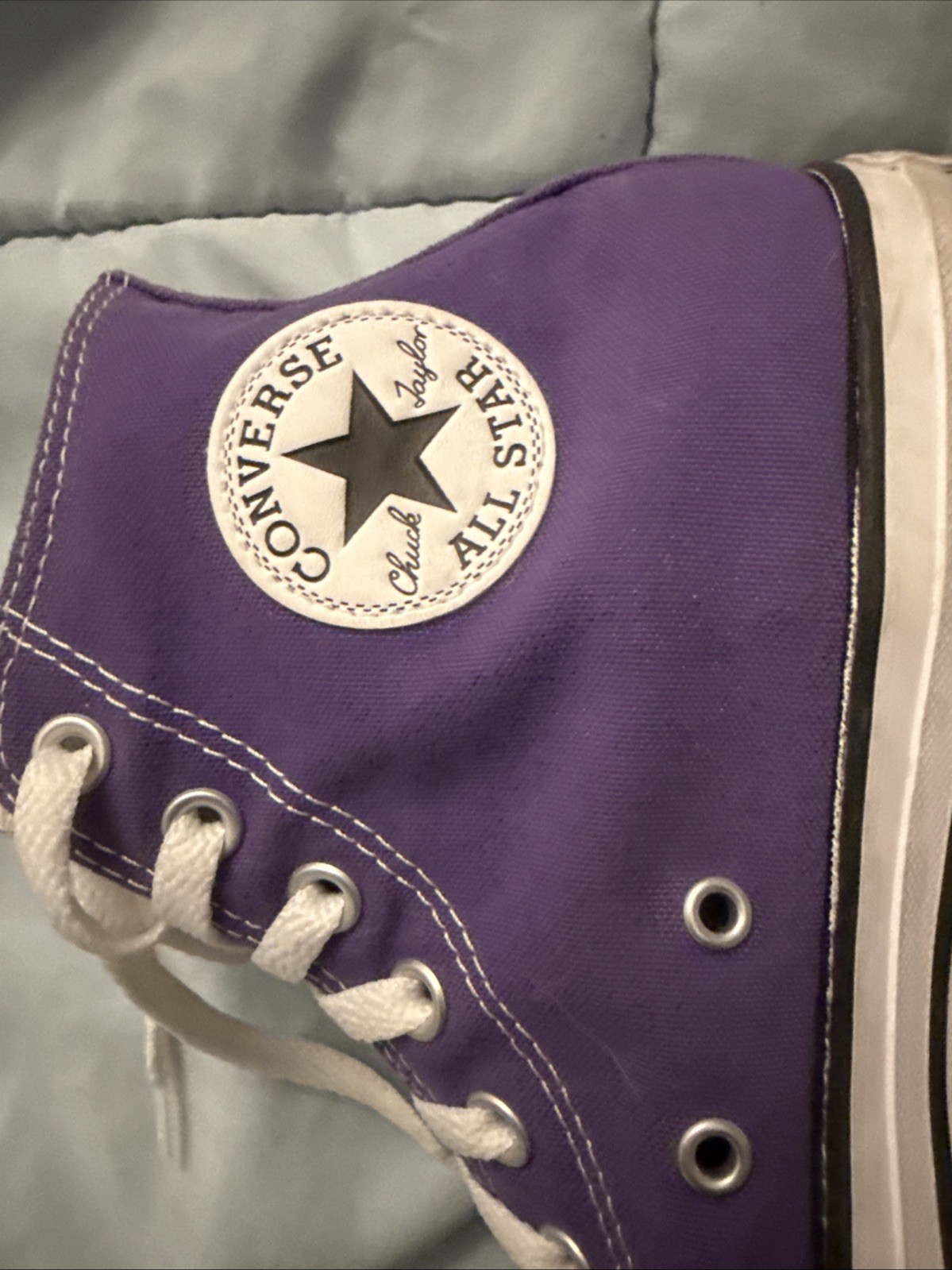 Purple Converse High Top Sneakers With White Accents Unisex Sneakers M8 W10