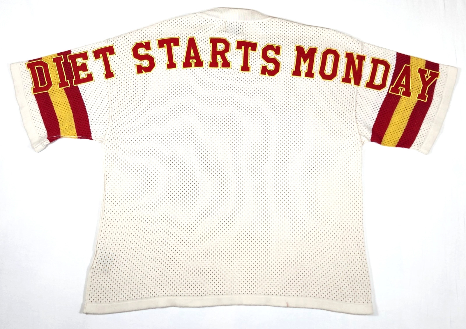 Diet Starts Monday Mesh Cream/Red “84” Football Knit Jersey – L
