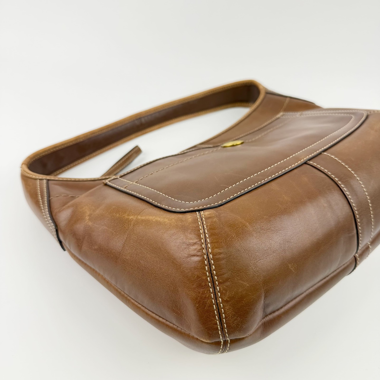 COACH Vintage Brown Leather Shoulder Bag Gold Hardware 11.4in HboC260603a04