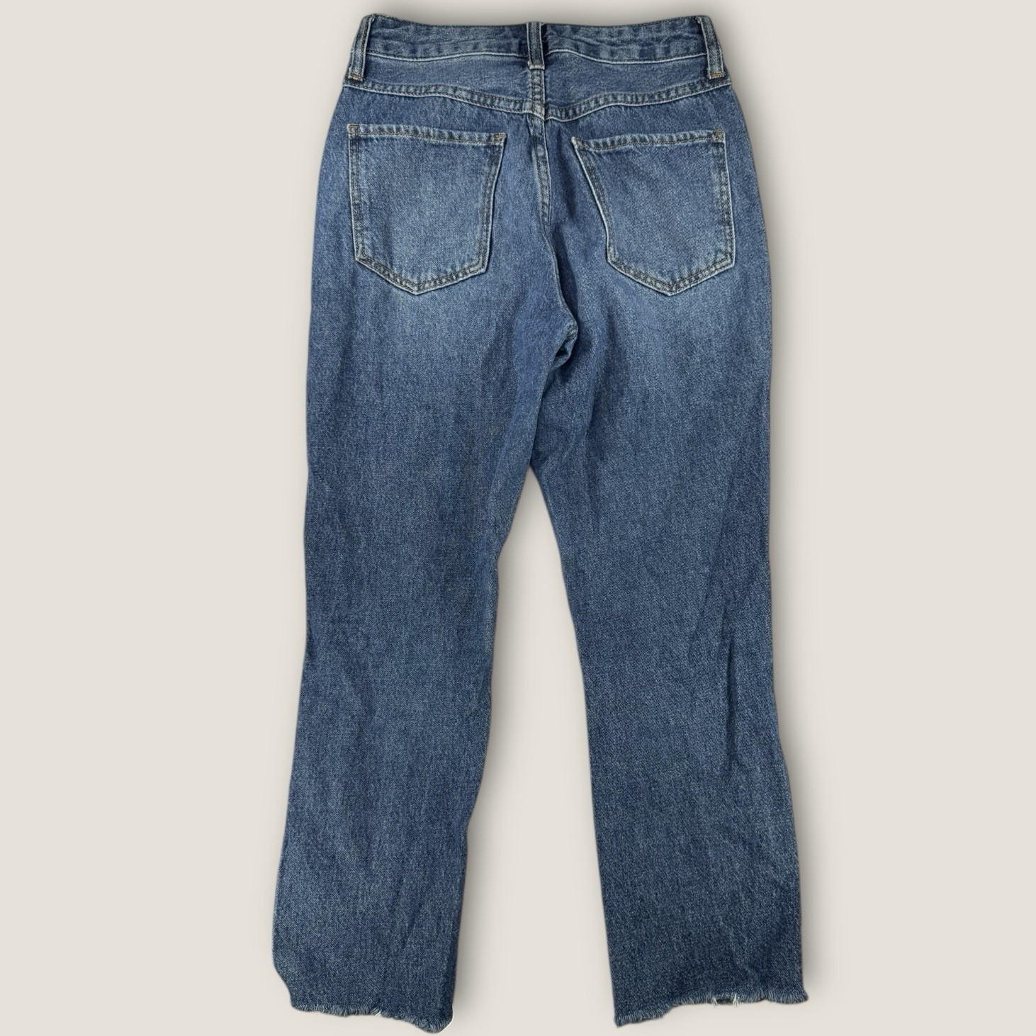 S.O.N.G Straight Leg Juniors Blue Jeans Size 3/26 Raw Hem Mid Rise