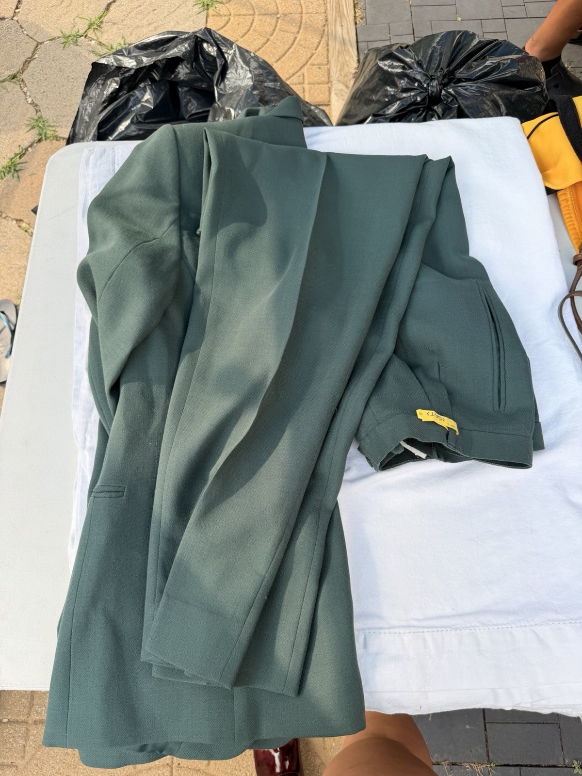Giorgio Armani Le Collezioni Green Wool 2pc Pant Suit Lined Size 12