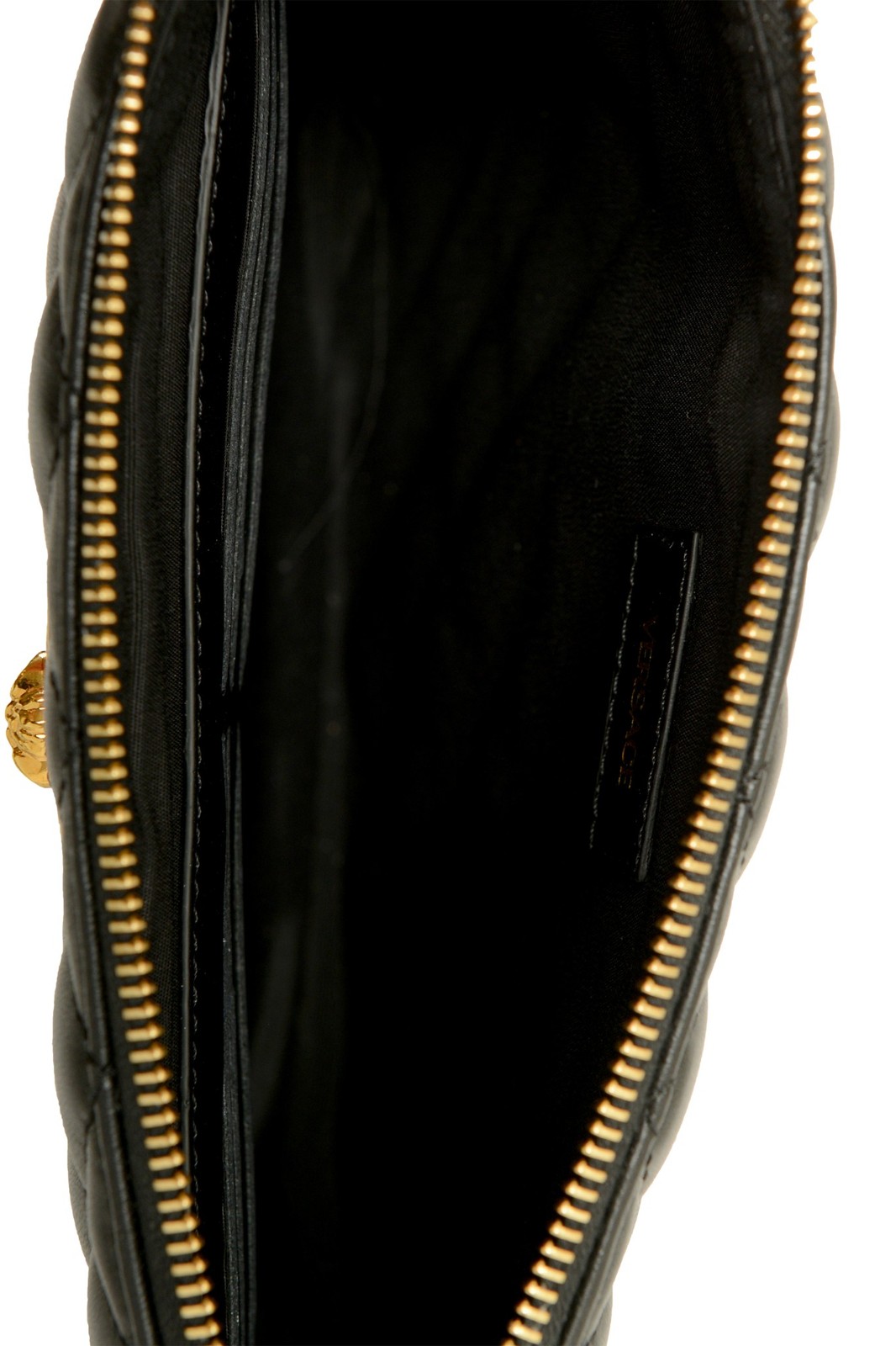 Versace Black Quilted 100% Leather Clutch Pouch Handbag Bag