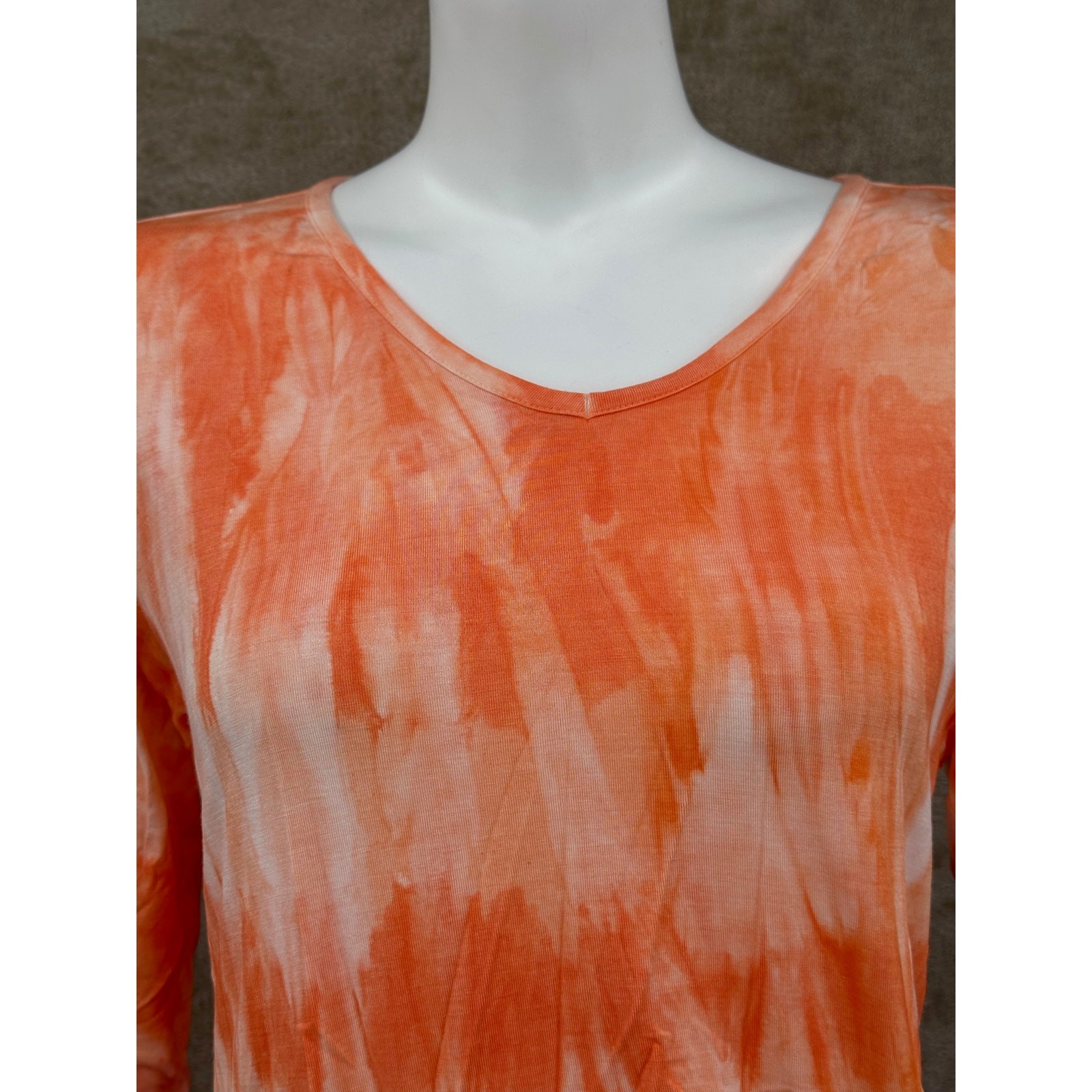 Soft Surroundings Top Womens Medium Orange Ombre Tunic Knit Modal Beachy Boho