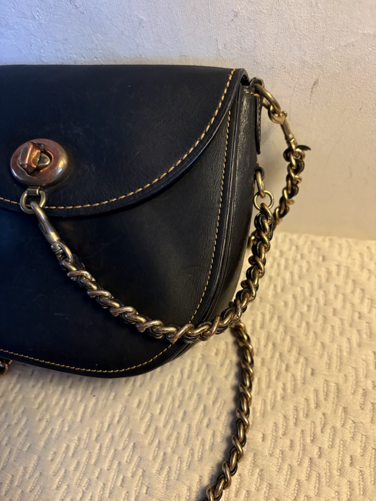 Coach 1941 Iconic Turn Lock Saddle Crossbody Chain & Leather Braided Strap 59241