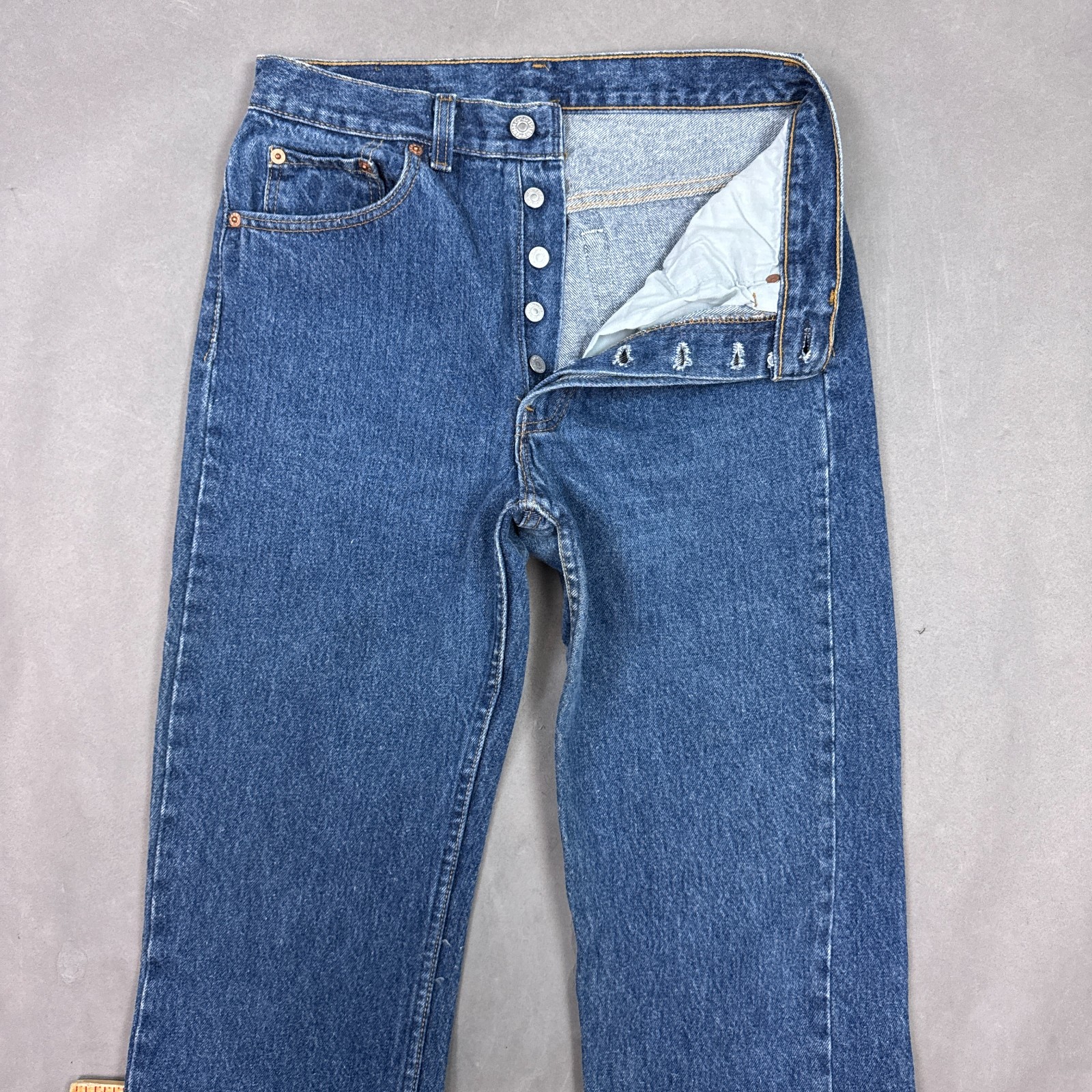 Vintage Levis 501 Jeans Mens 28×36 Blue 90s Made USA Denim Pants (Tag31x36)
