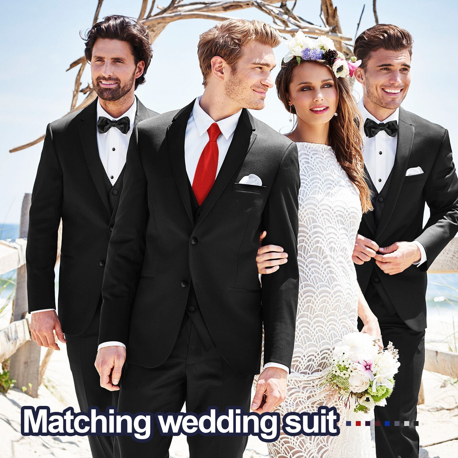 8PCS Men’s Neck Tie Gift Set Solid Colour Business Wedding Formal Neckties