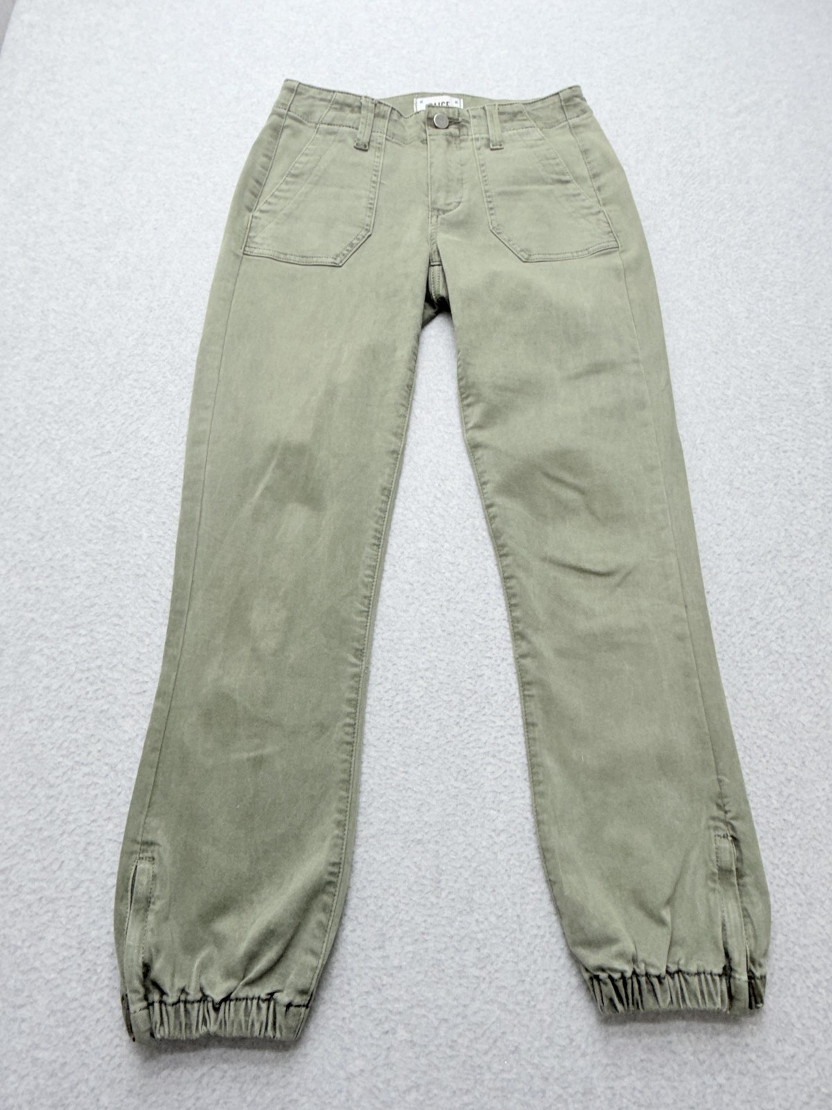PAIGE Mayslie Jogger Pants Womens 24 Green Twill Ankle Zip Elastic Cuff