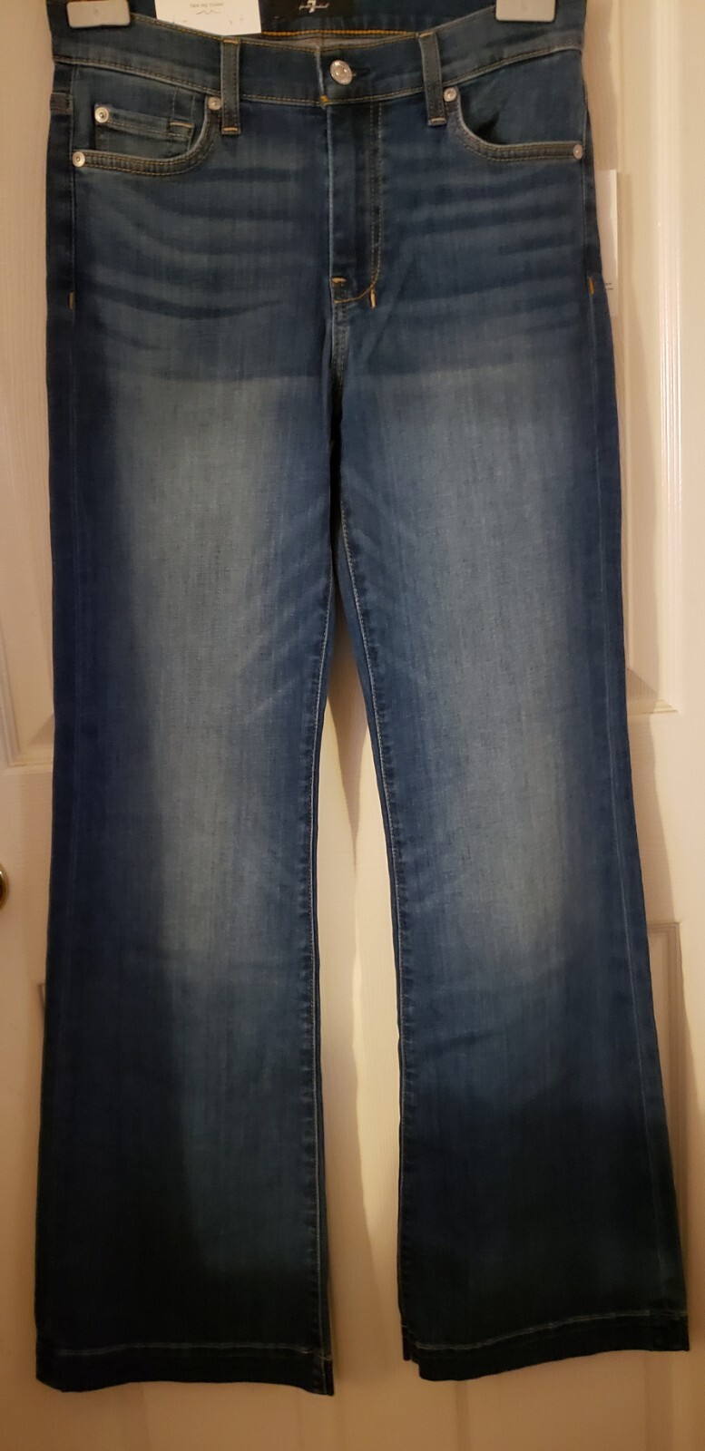 7 for all mankind Dojo Tailorless Flare Leg Trouser jeans Blue 28 NWT