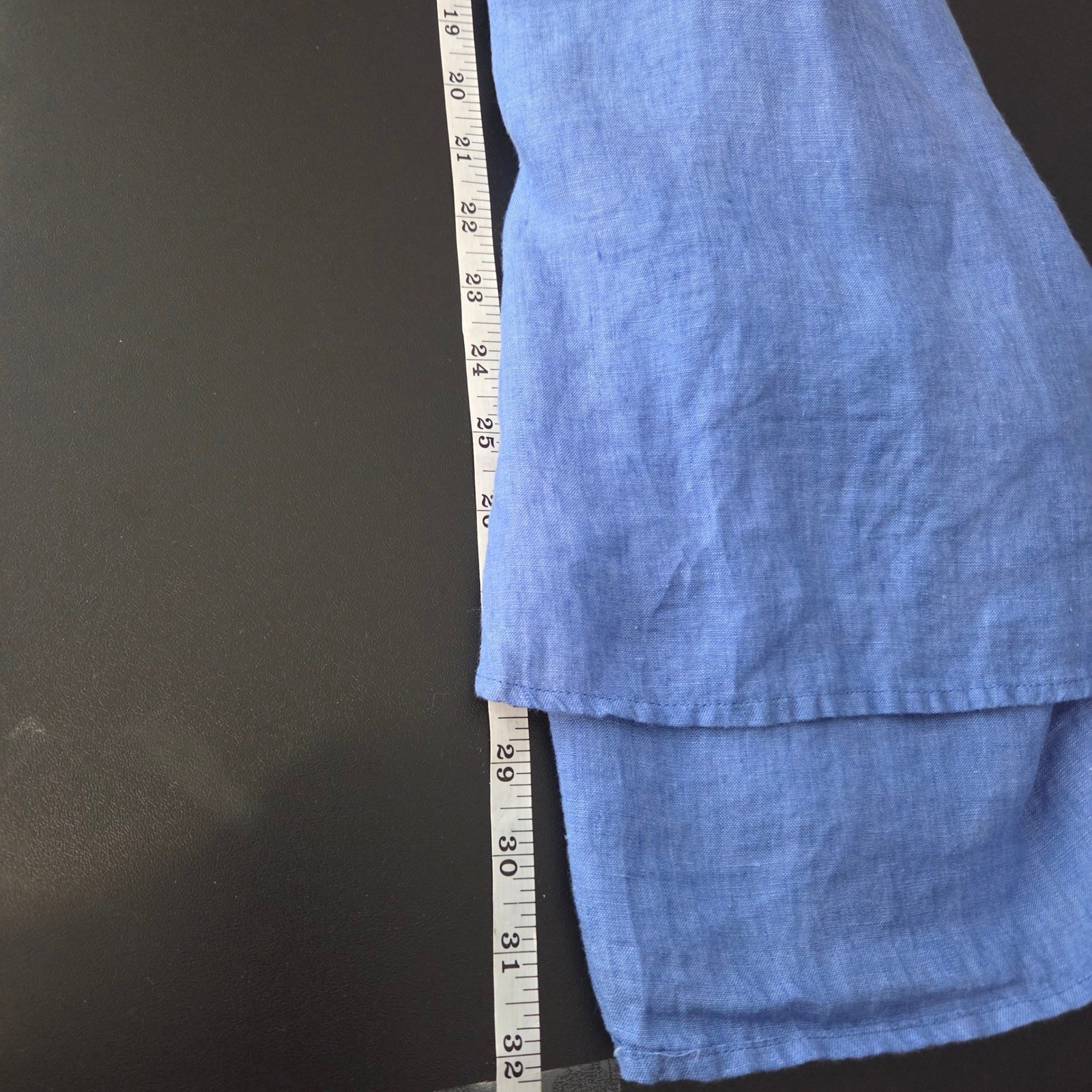 J. McLaughlin Blue Linen Popover Fallon Collared Tunic M Coastal Beach Relaxed