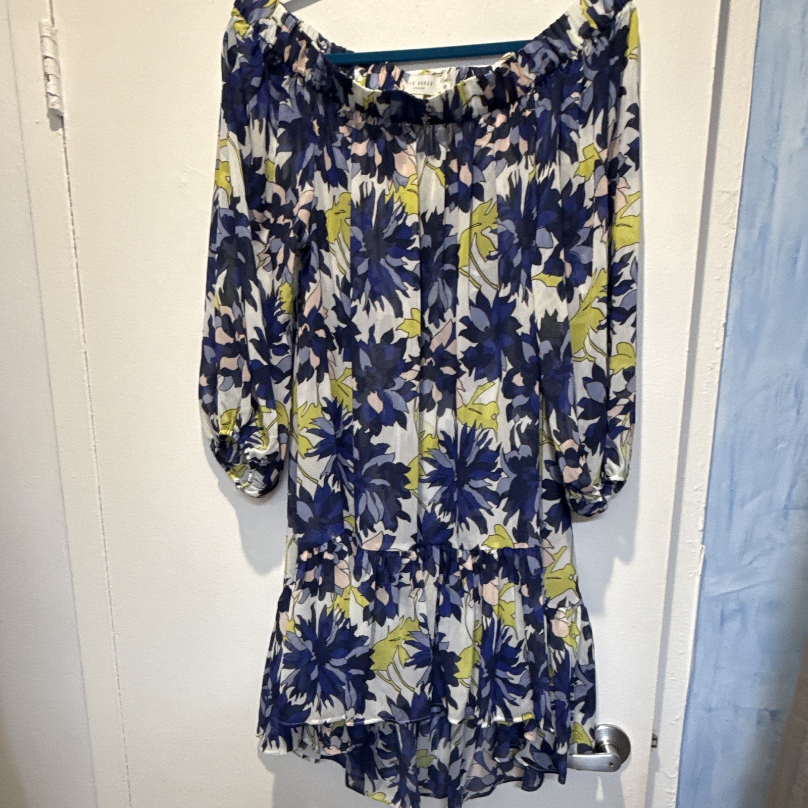 Ted Baker Women’s Multicolor Floral Polyester dress with Slide Sandals US 9