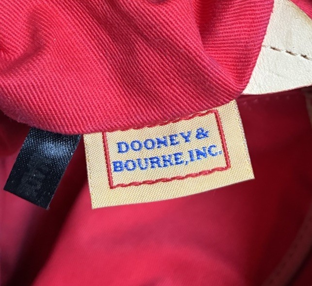 Dooney & Bourke Y2K Light Blue Patent Leather Satchel Bag Red Trim Crossbody