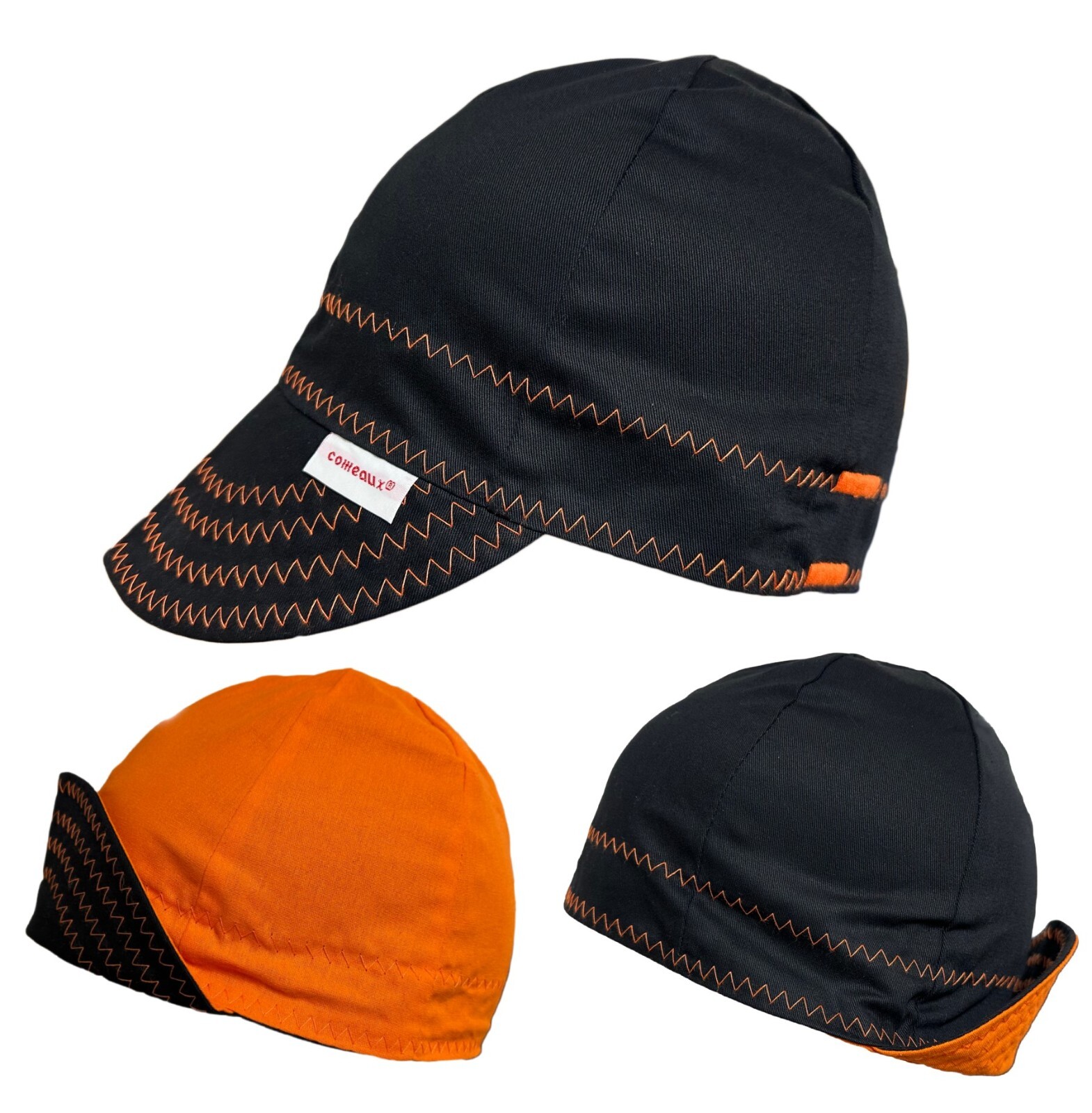 New 1 Comeaux Caps Welding Welders Hat Reversible Black with colored stitching