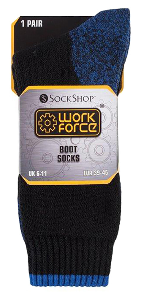 Workforce – 3 Pairs Mens Steel Toe Boot Work Socks with Reinforced Heel and Toe