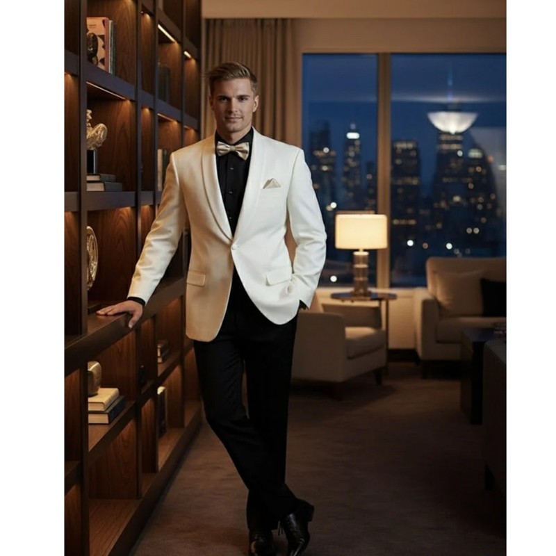 Men’s Light Ivory Modern Fit Dinner Jacket