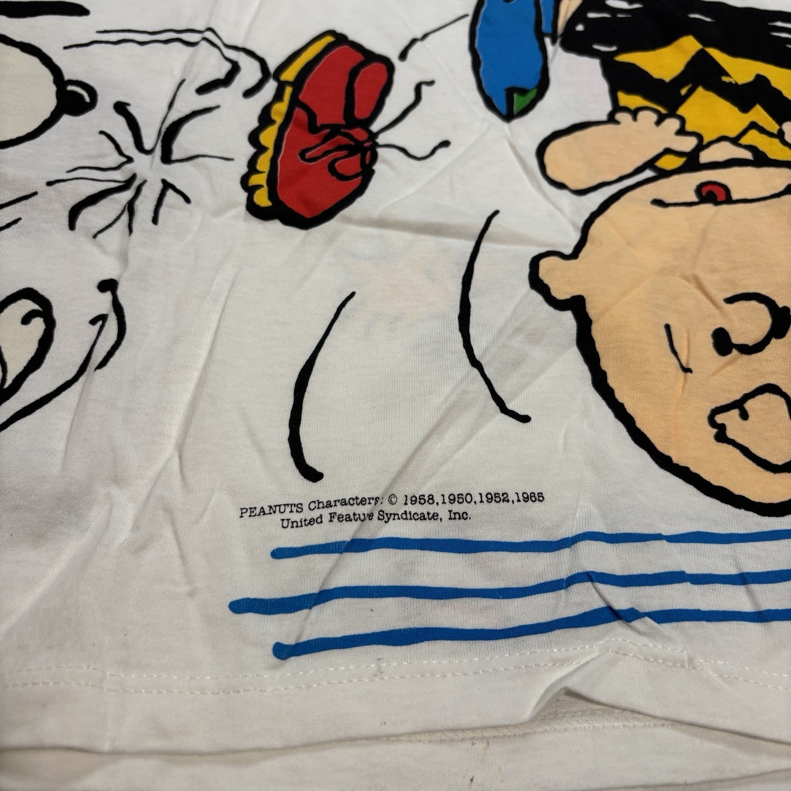 Jerzees Peanuts Baseball Graphic T-Shirt White 2 Cotton Men’s Large Vintage