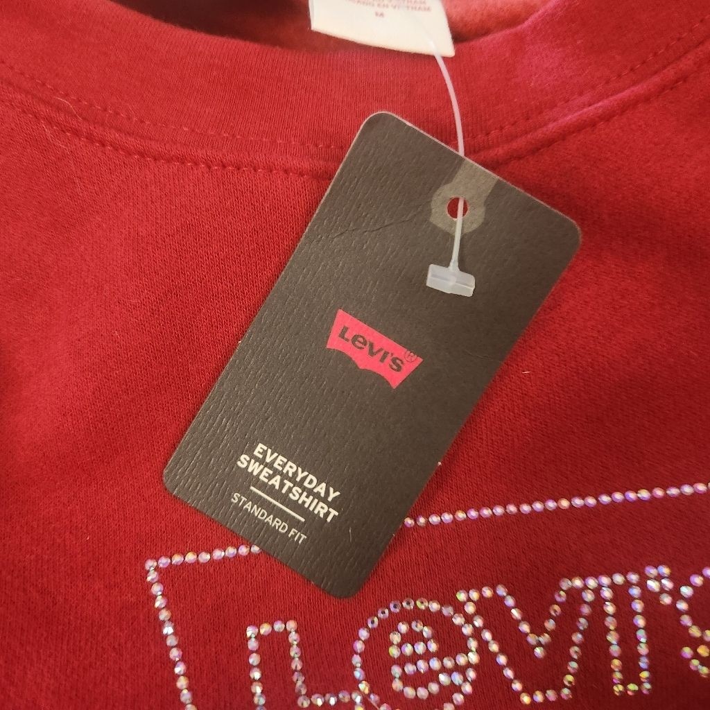 Levi’s Red Rhinestone Logo Sweatshirt Medium