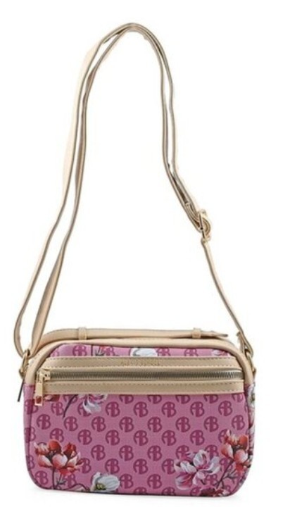 Alexis Bendel Raspberry Floral Faux Leather Crossbody Bag (10″x7″x3″)