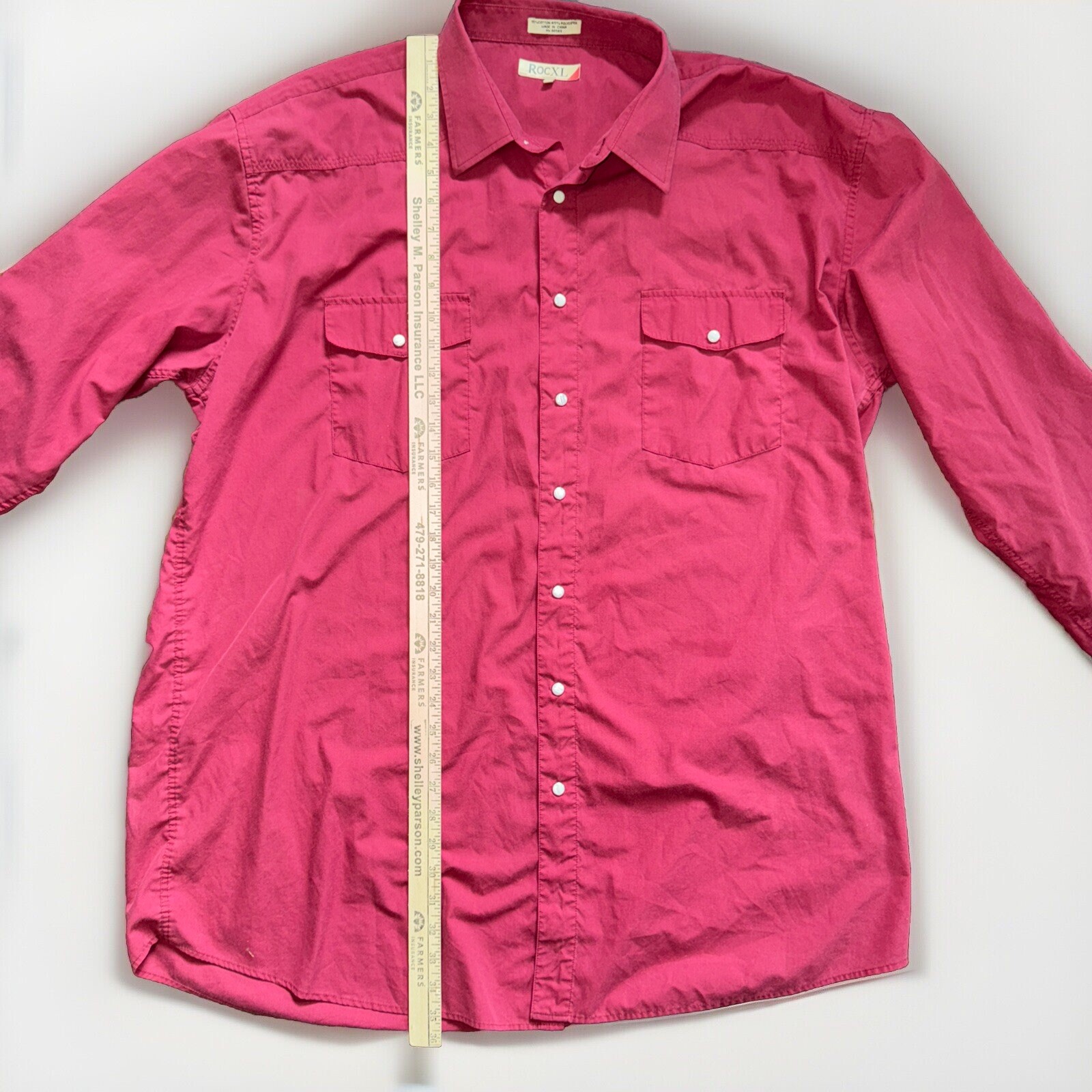 ROCXL Big & Tall Men’s Maroon Long Sleeve Western Pearl Snap Shirt 2XT
