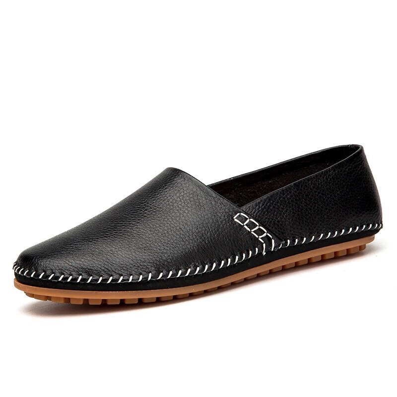 Genuine Leather Men Casual Shoes Lightweight Loafers Slip on Flats Driving Shoes