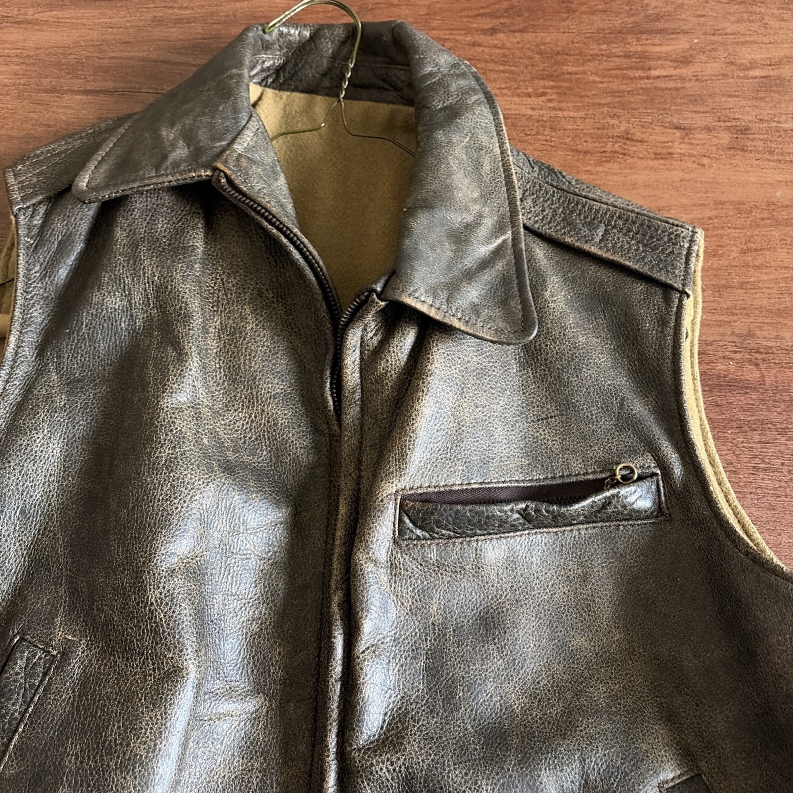 1980s Banana Republic Leather Bomber Vest Jacket Size Large