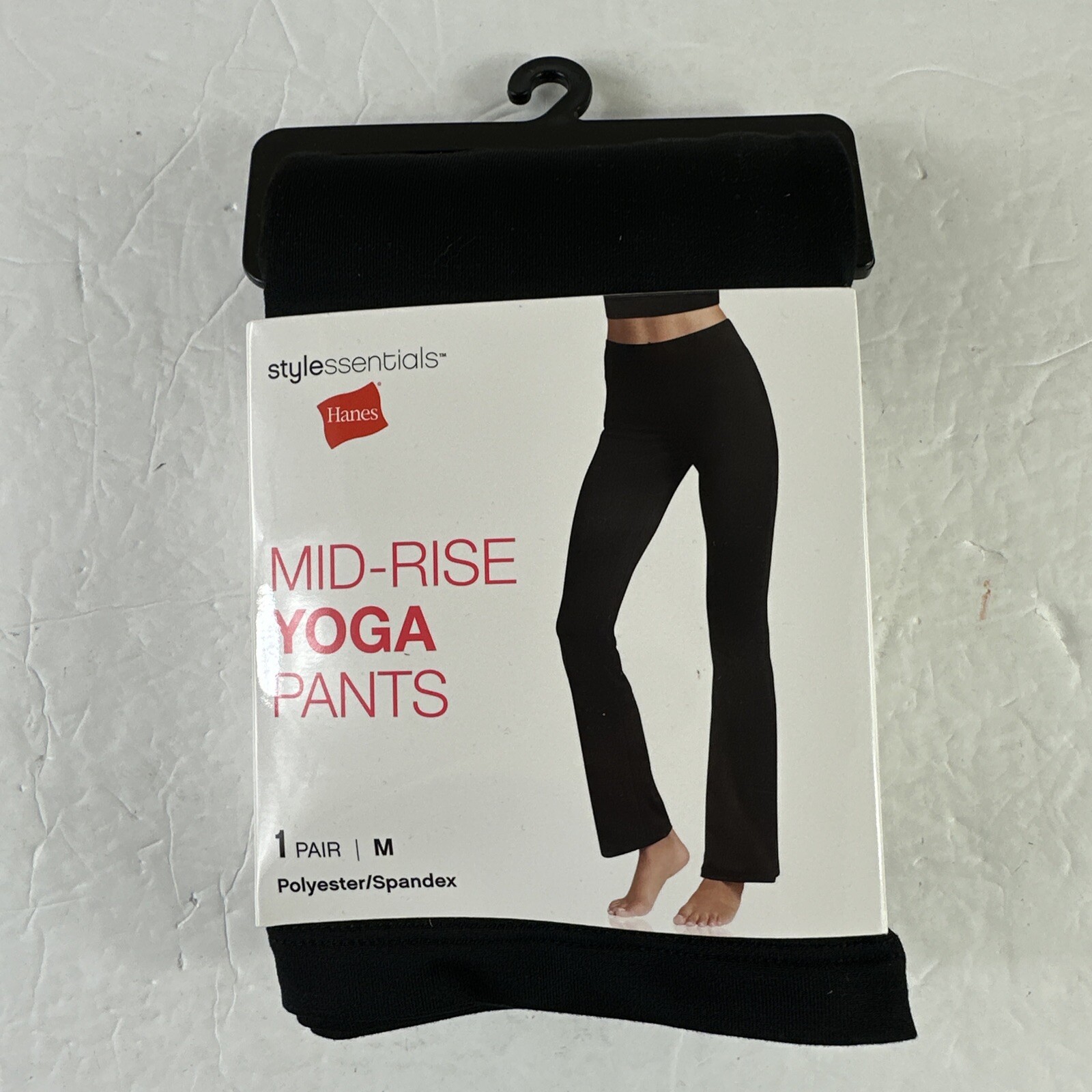 Hanes Women’s Mid-Rise Yoga Pants 1 Pair Size Médium 8-10 Blk Wide Waistband NWT