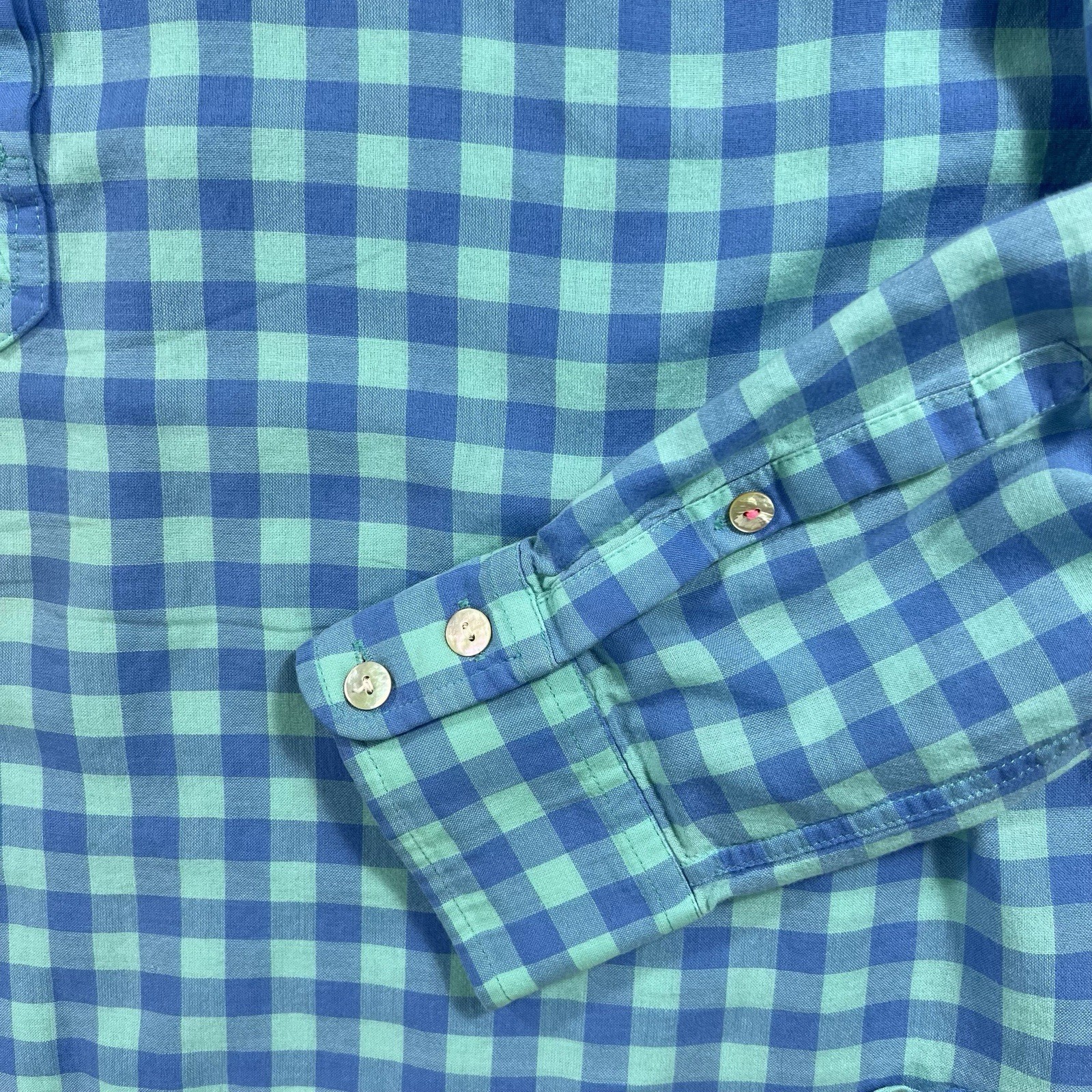 Vineyard Vines Women’s Gingham Popover Shirt Size 12 Turquoise/Blue Check