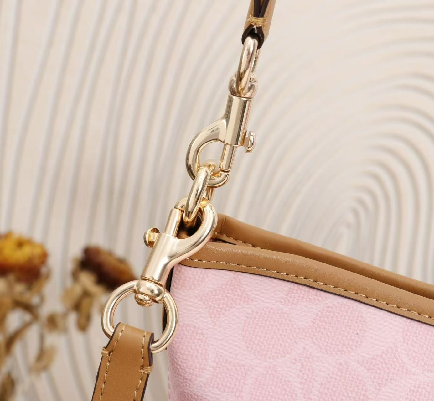 COACH CEL12 Laurel Shoulder Bag in Signature Canvas Charms Powder Pink