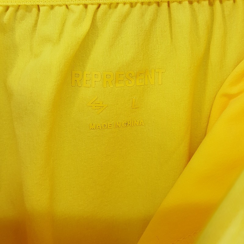 REPRESENT Shorts Mens Large Yellow Team 247 Fused Lemon Athletic Drawstring