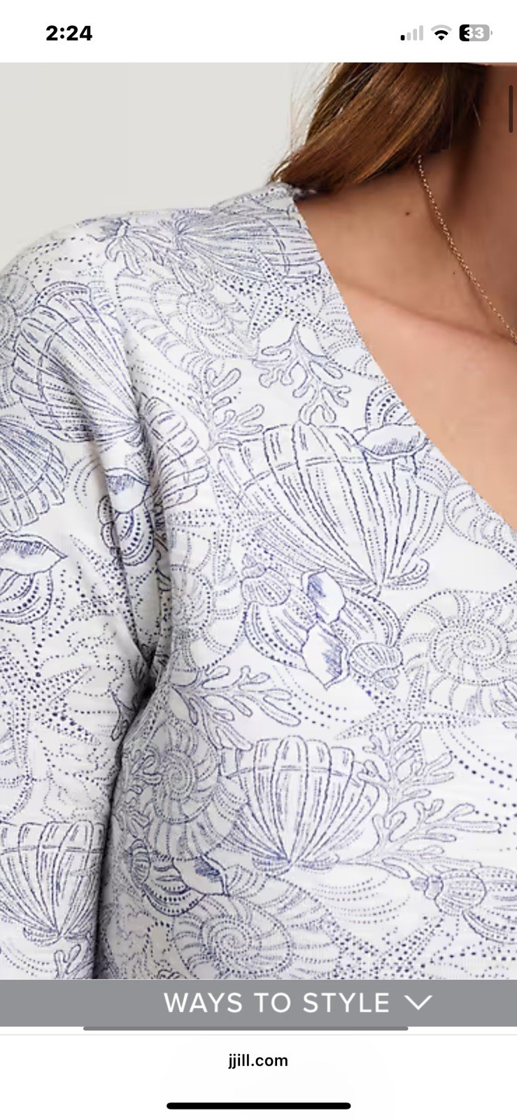 NWT NEW SUMMER J JILL MEDIUM PIMA SLUB UNDERWATER PARADISE SEASHELL TEE $49.00