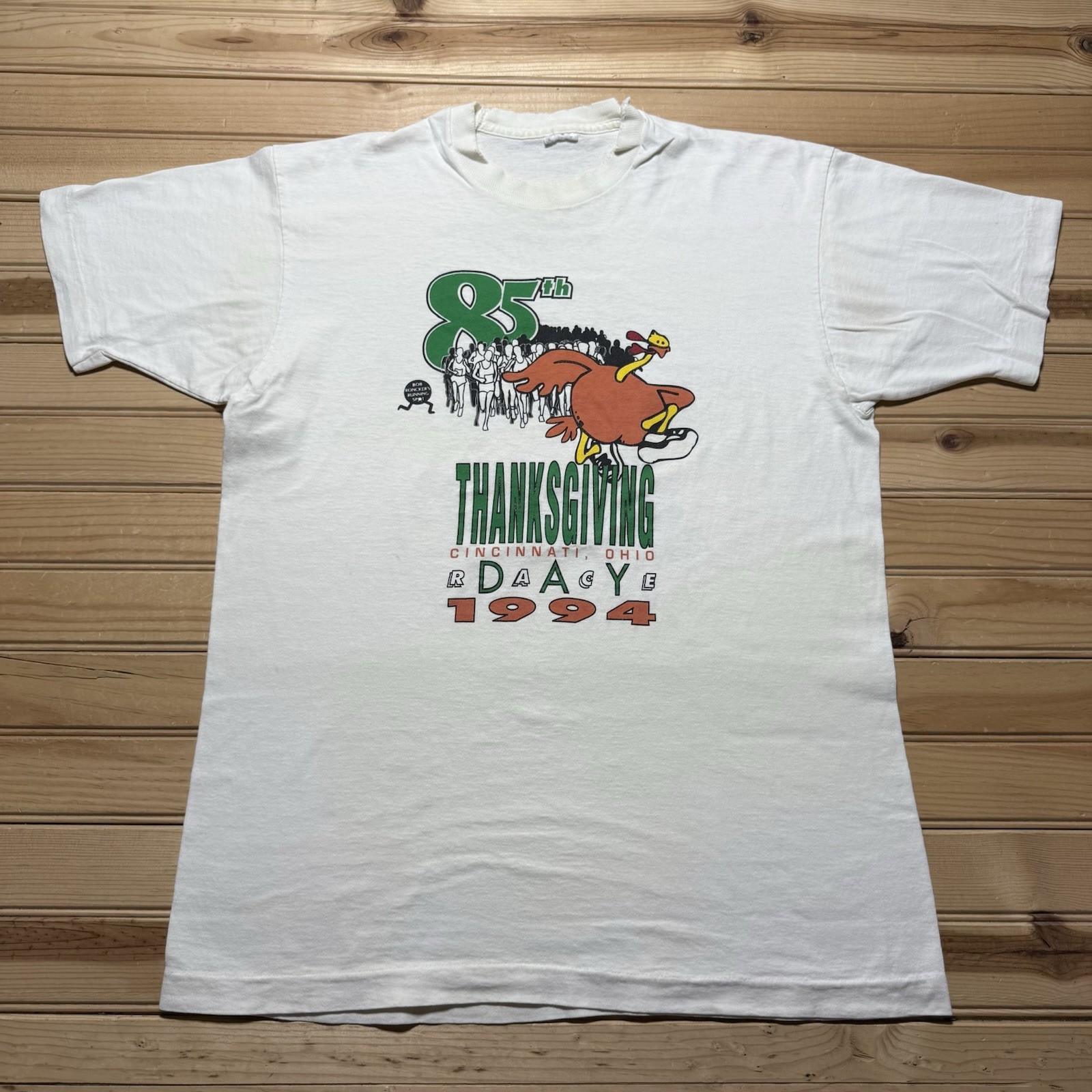 Vintage 90s 1994 Cincinnati Ohio Thanksgiving Day Running Race Shirt Size Large
