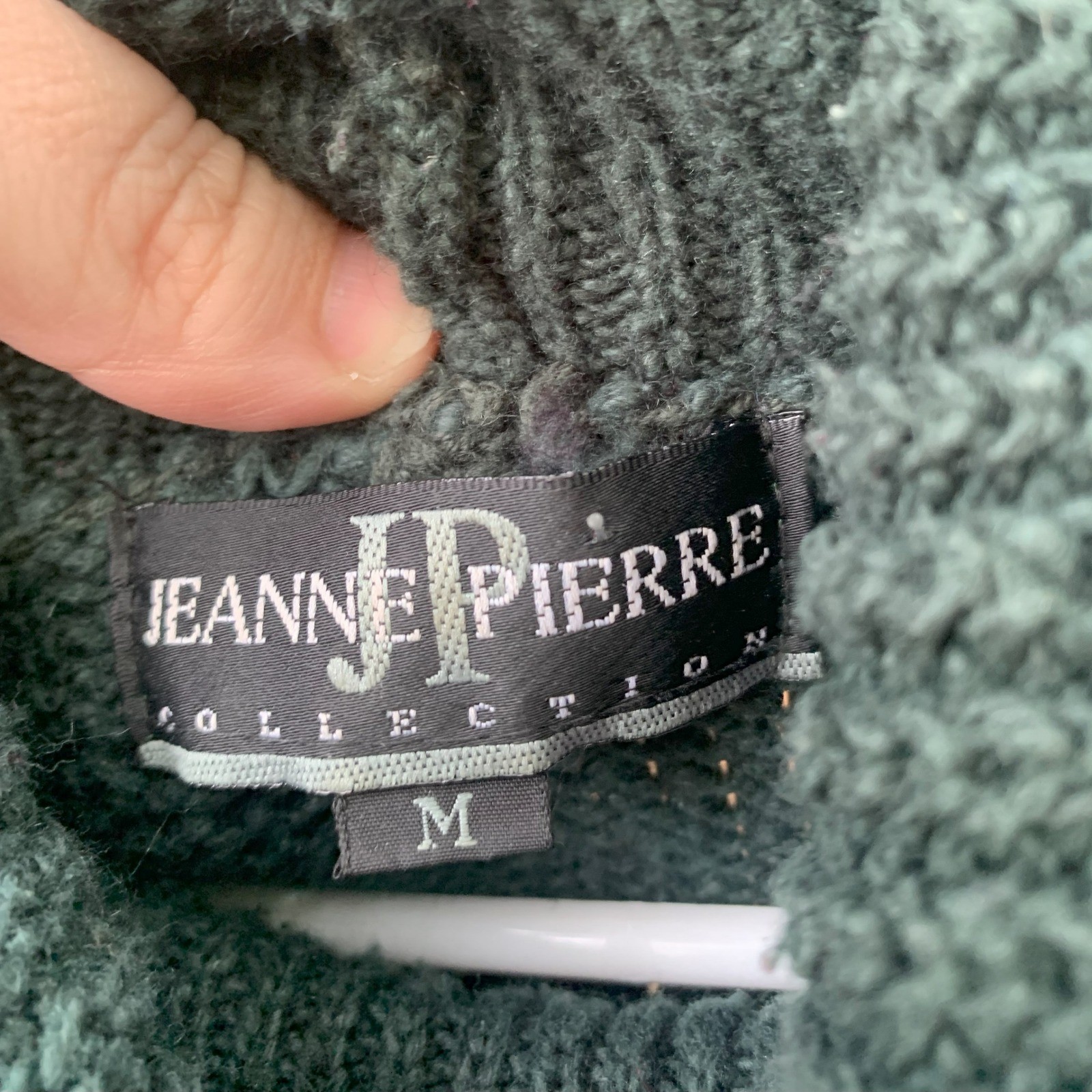 Vintage Jeanne Pierre Collection Sweater Tunic Medium Green Knit Pattern