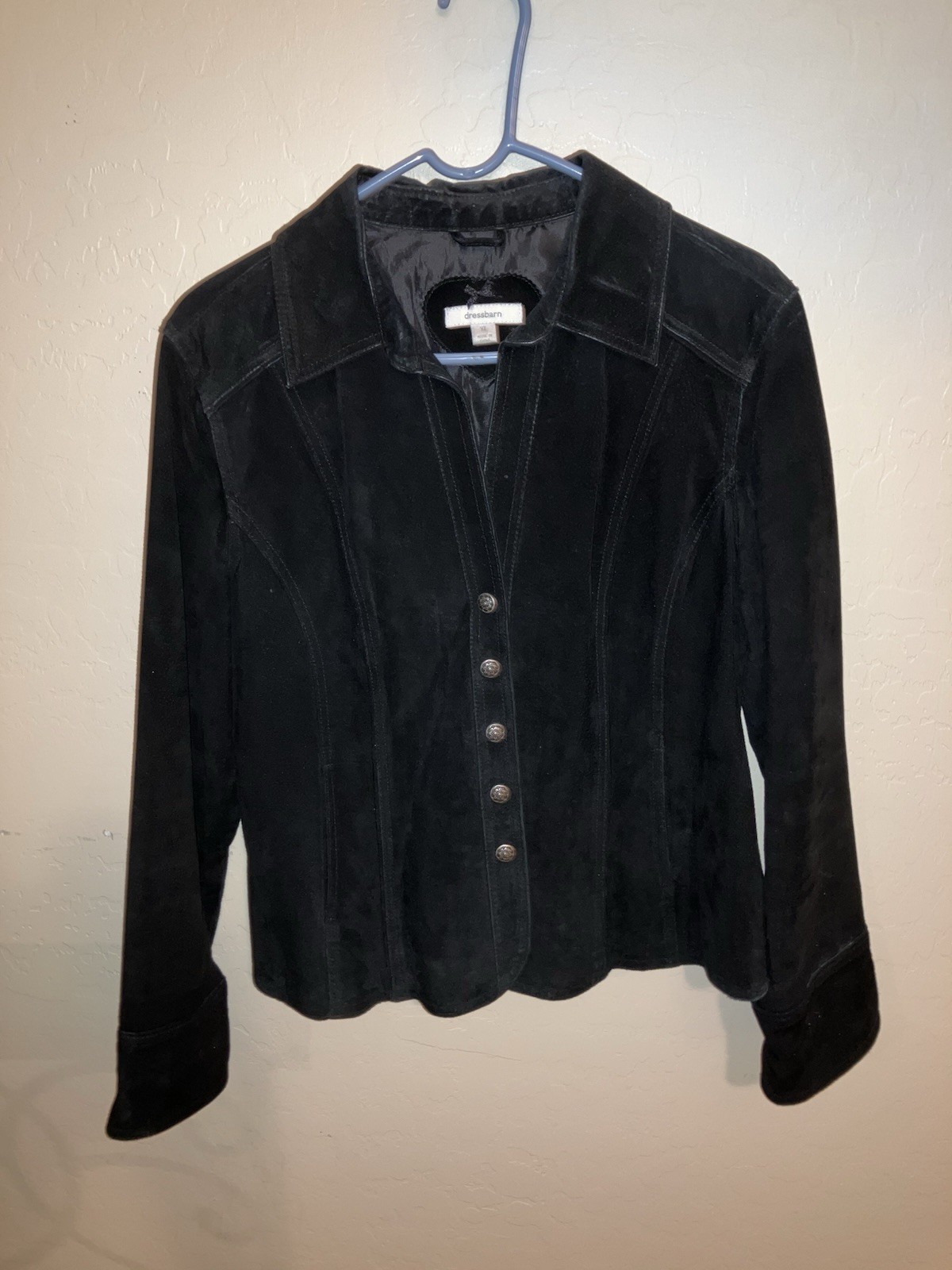 Dressbarn women’s Snap Black Leather Jacket Xl Excellent Condition