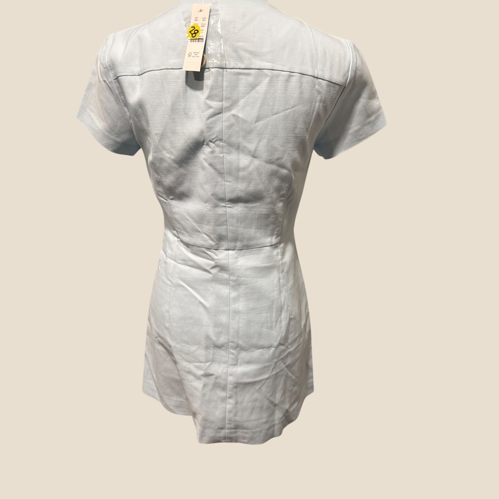 J.Crew Dress Women Size 2 Light Blue Button Front Short Sleeve Linen Blend