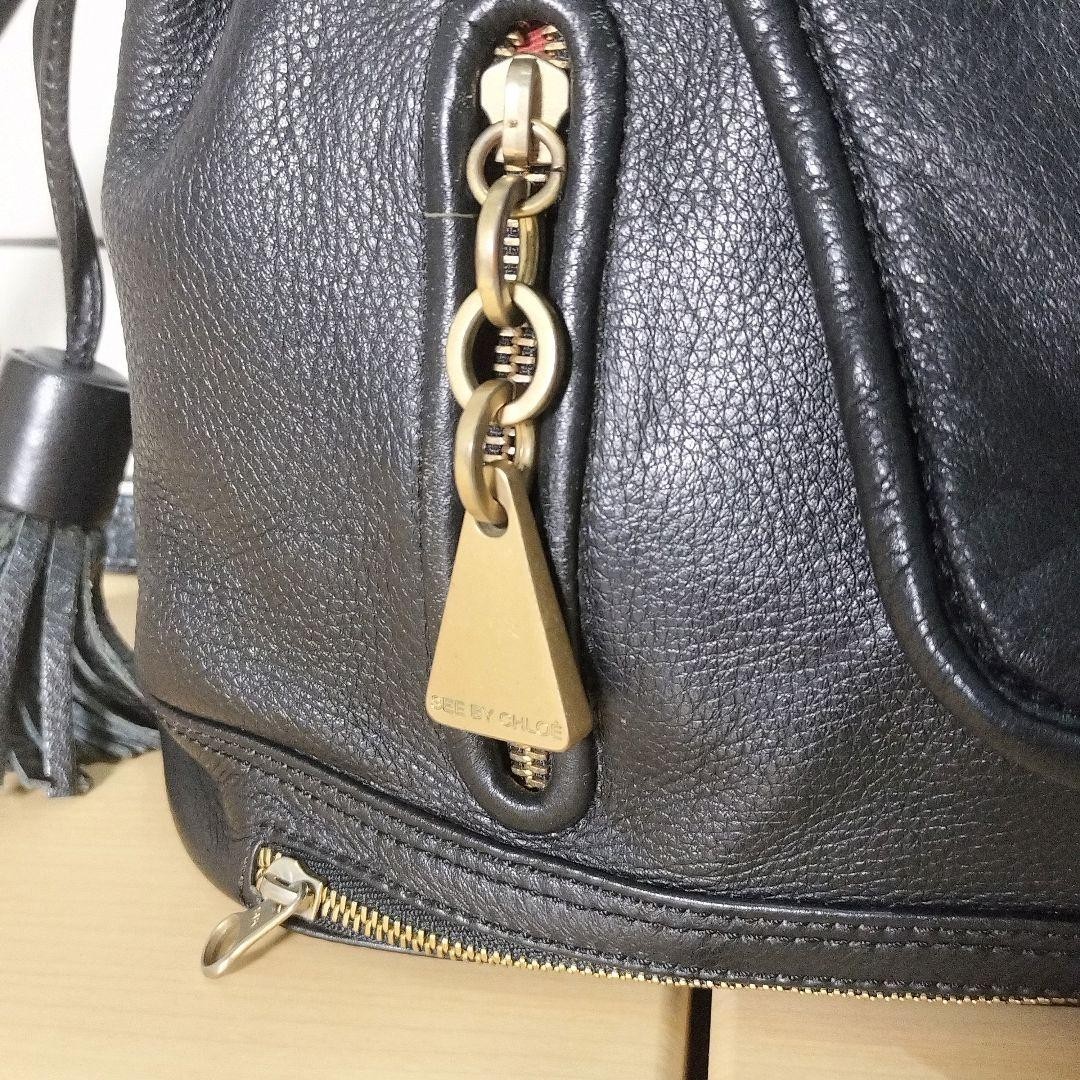 See By Chloe Y2K Leather Shoulder Bag with Fringe Tassel Black Used From Japan