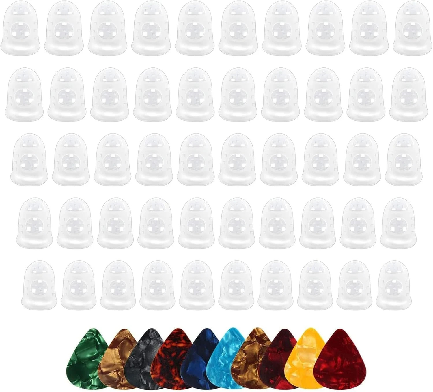 50Pcs Guitar Silicone Finger Protector,Fingertip Protection Covers Caps in 5 Siz