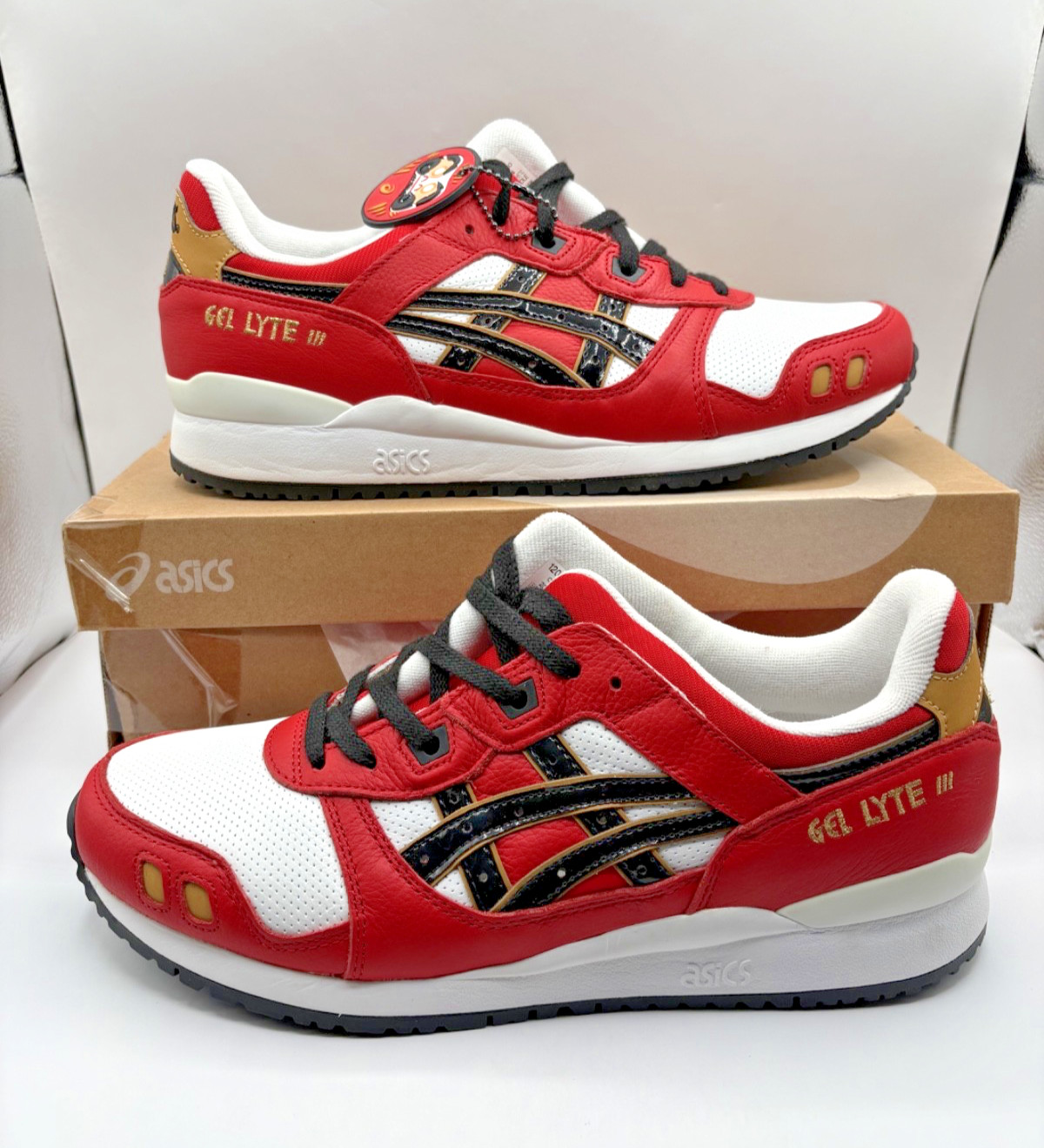ASICS Gel-Lyte III 3 OG Red Black Daruma Doll 1201A180-600 Men’s Size 10