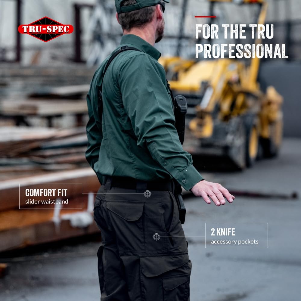 Tru-Spec 24-7 Tactical Pants for Men , Water-Resistant Olive Drab – 30W x 34L