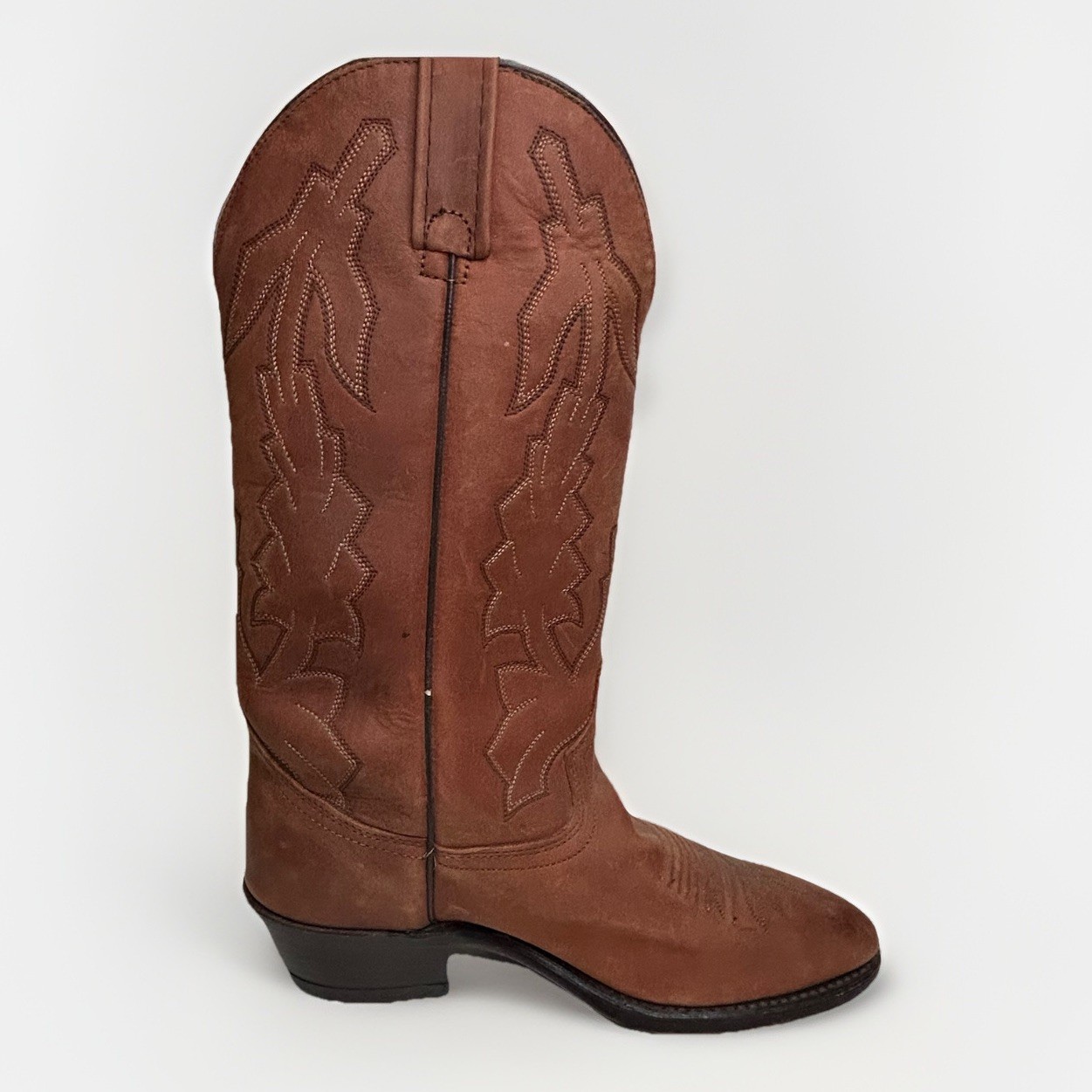 EUC Vintage Dan Post Marlboro Western Leather Cowboy Boots Brown P2551 Size 7 EW