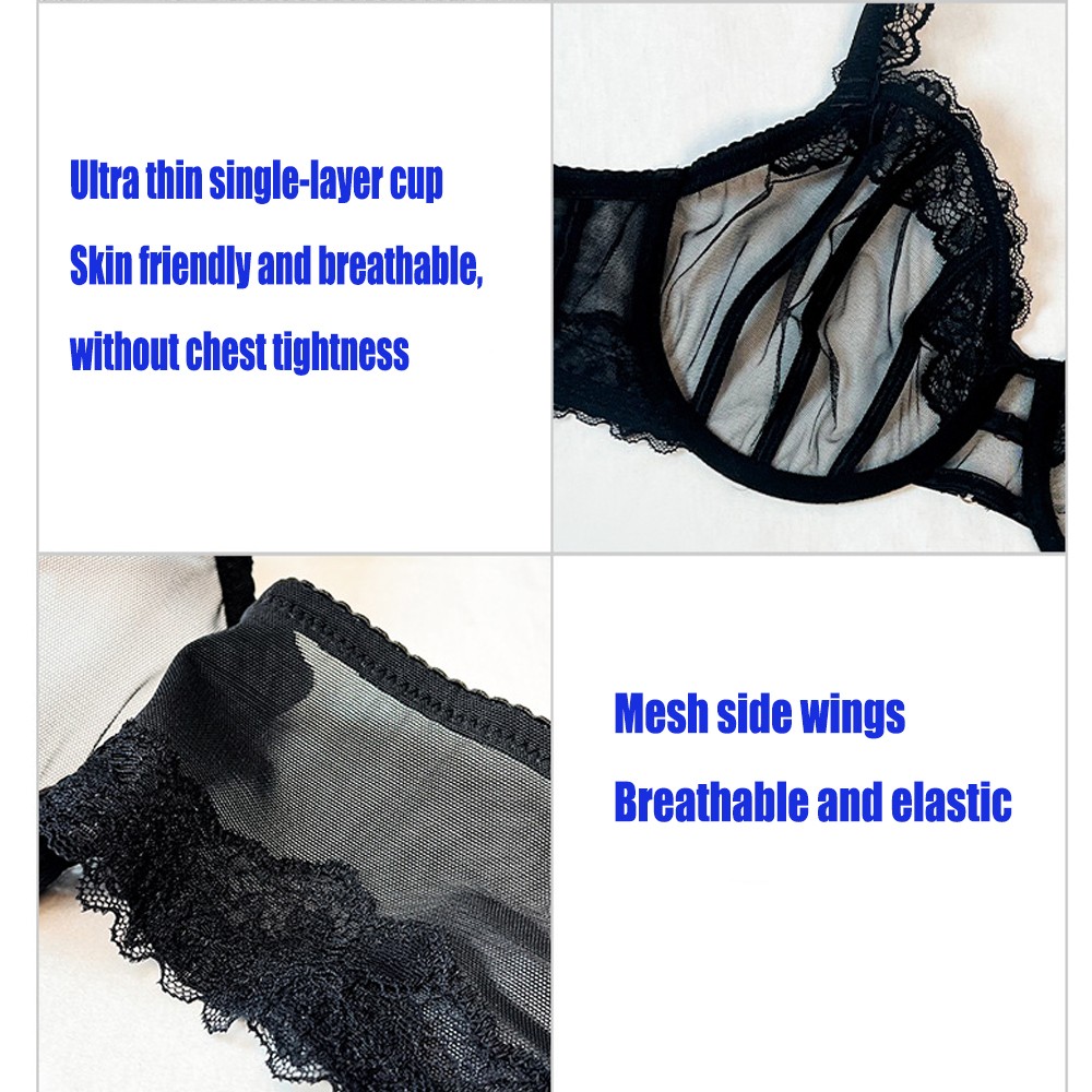 BIG CUP Lace Bra See Through Women Bras Underwire Brassiere Unpads Sexy Lingerie