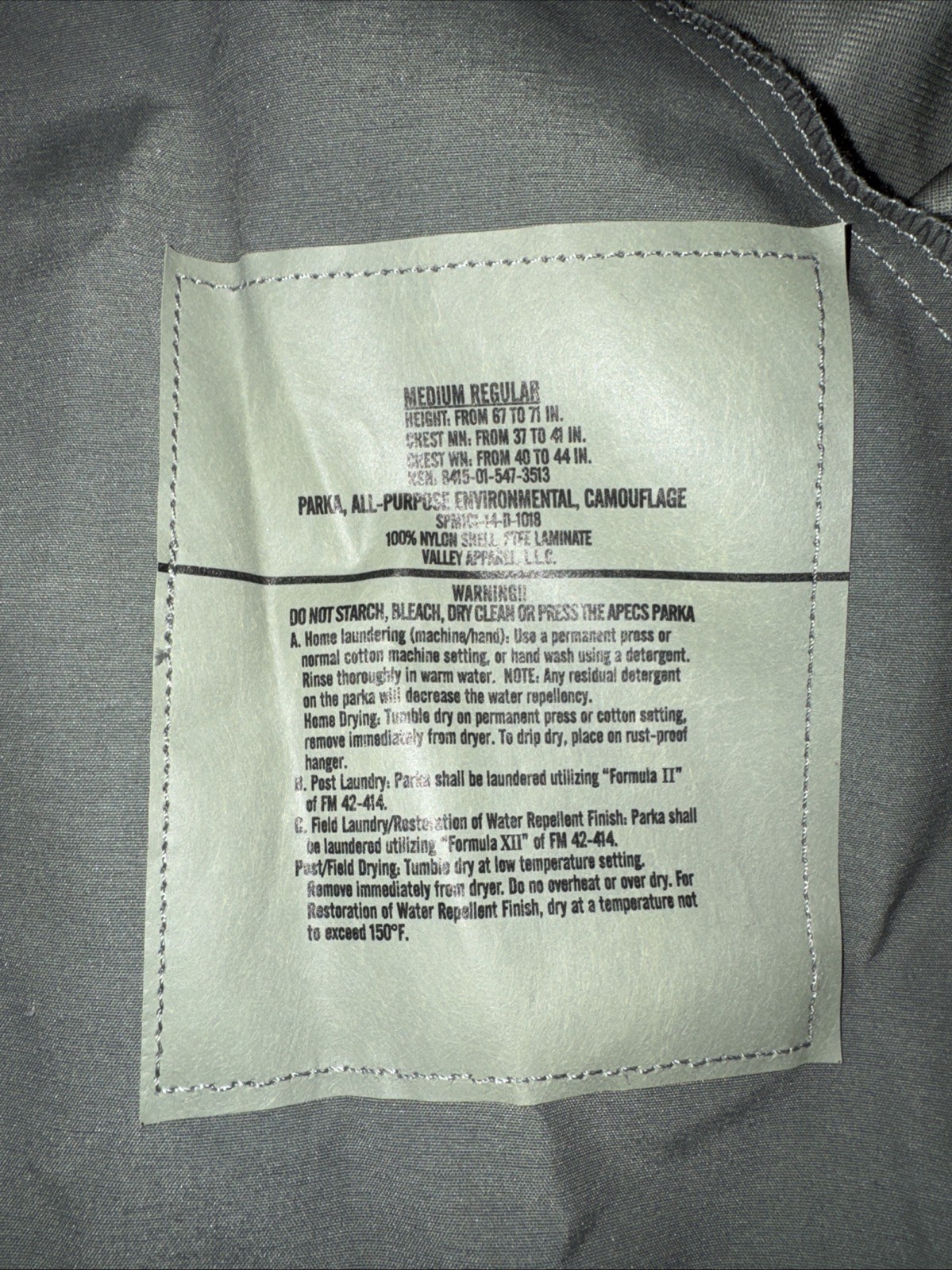 Military Jacket Medium Reg Parka All Purpose Environmental Camo Hooded